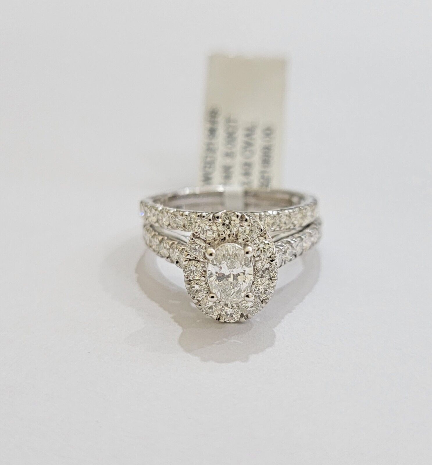 14k White Gold 2CT Diamond Ring Band Ladies Oval Solitaire Wedding Engagement - GoldenlinQ