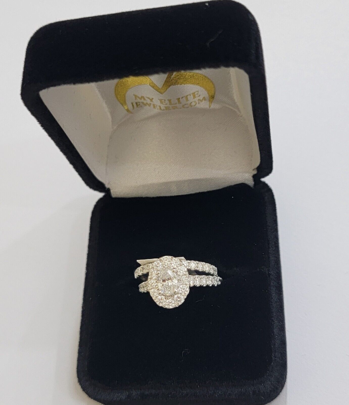 14k White Gold 2CT Diamond Ring Band Ladies Oval Solitaire Wedding Engagement - GoldenlinQ