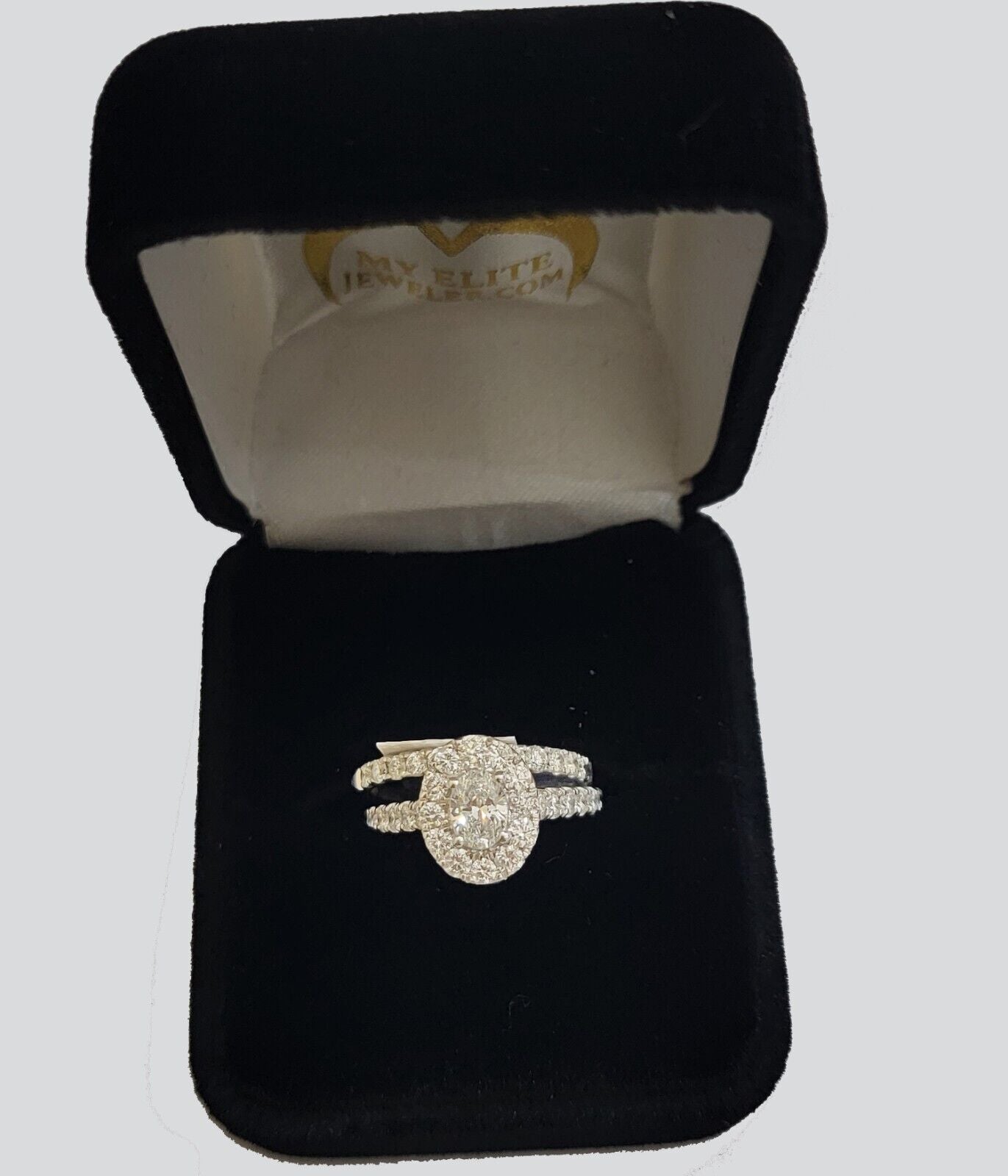 14k White Gold Diamond Ring & Band Ladies 2CT Oval Solitaire Wedding Engagement - GoldenlinQ