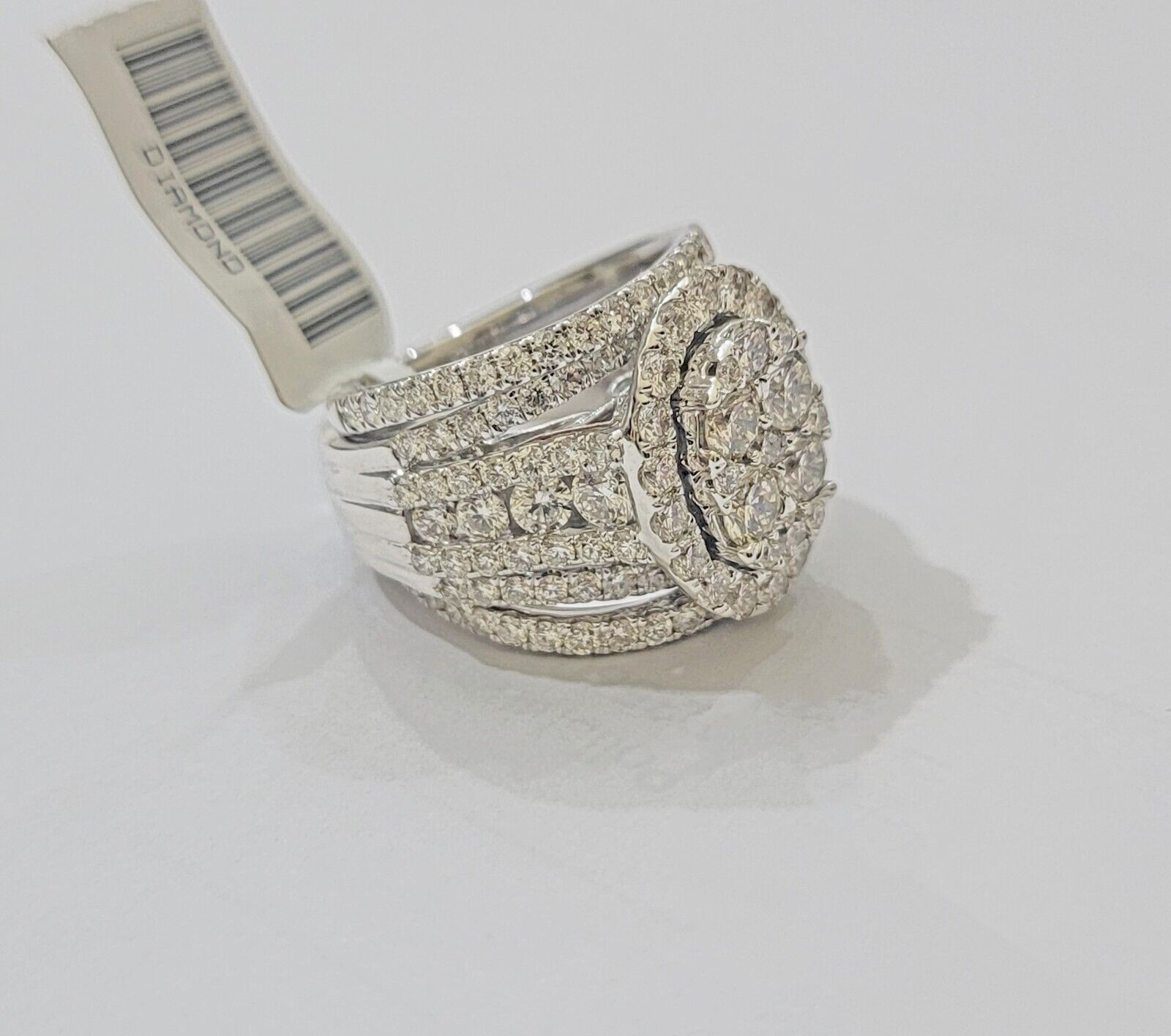 14k White Gold Diamond Ring & Band Ladies 4CTW Wedding Engagement Solid REAL - GoldenlinQ