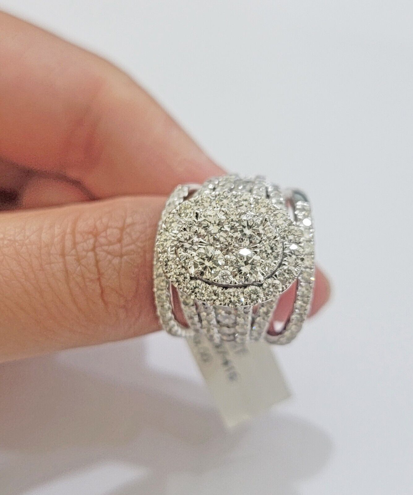 14k White Gold Diamond Ring & Band Ladies 4CTW Wedding Engagement Solid REAL - GoldenlinQ