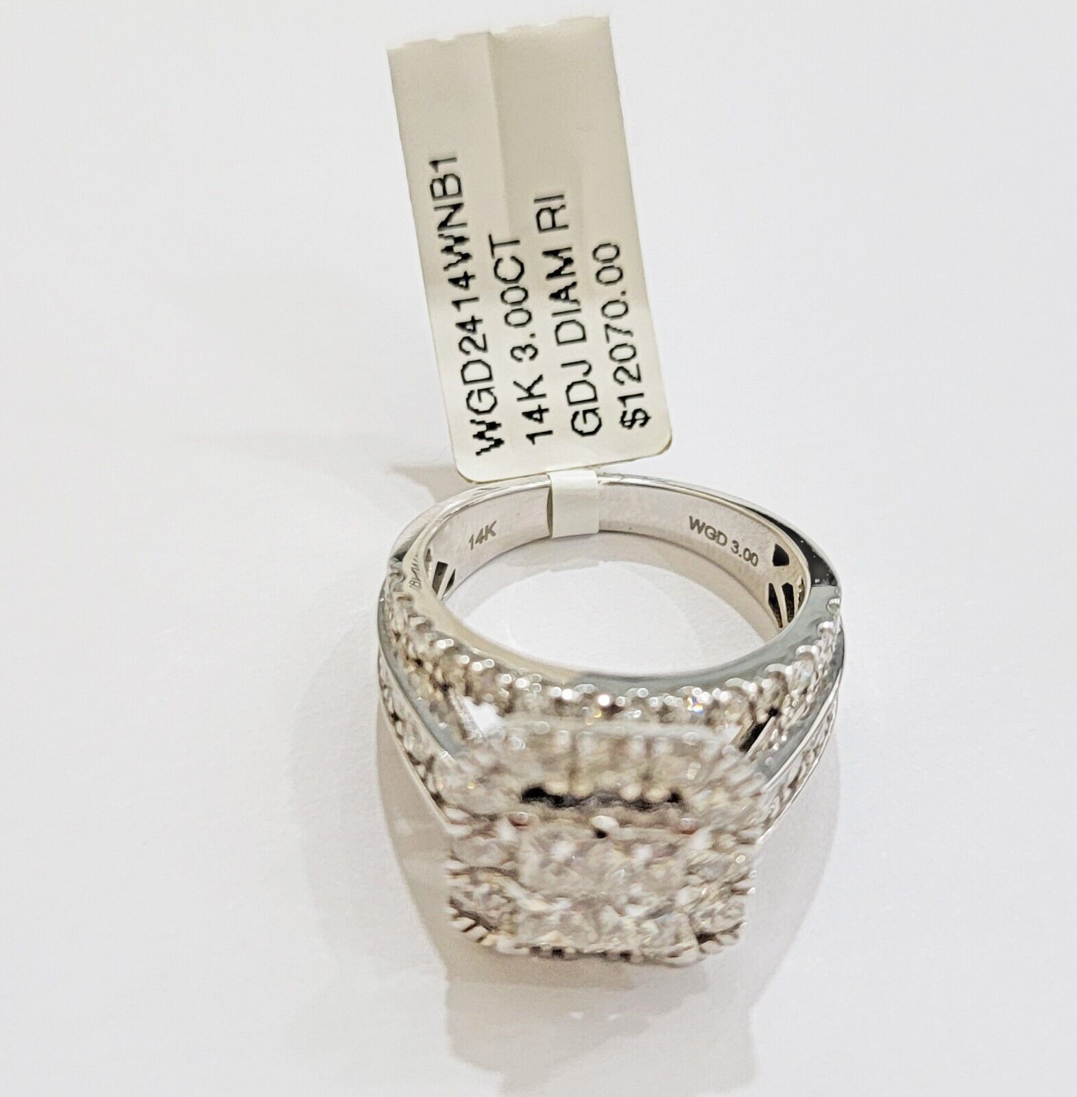 14k White Gold Diamond Ring Ladies 3CT Wedding Engagement Women Solid Band REAL - GoldenlinQ