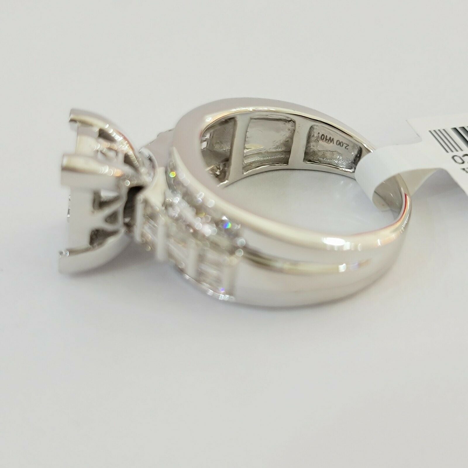 14k white Gold Ladies Ring 2 CT Diamond Princess Cut, Baguette, Round, REAL 14kt - GoldenlinQ