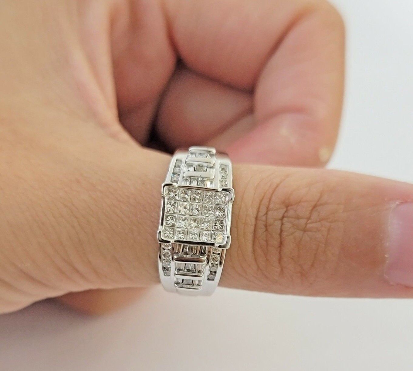 14k white Gold Natural Diamond Ladies Ring 1CT Diamond Real Women's Ring Band - GoldenlinQ