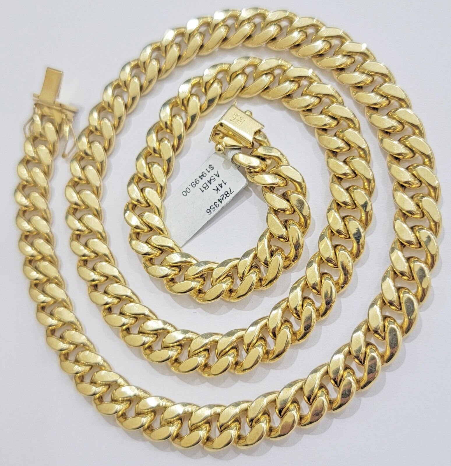 14k Yellow Gold 10mm Chain Miami Cuban Link Necklace 22" Men's Real 14 KT Gold - GoldenlinQ