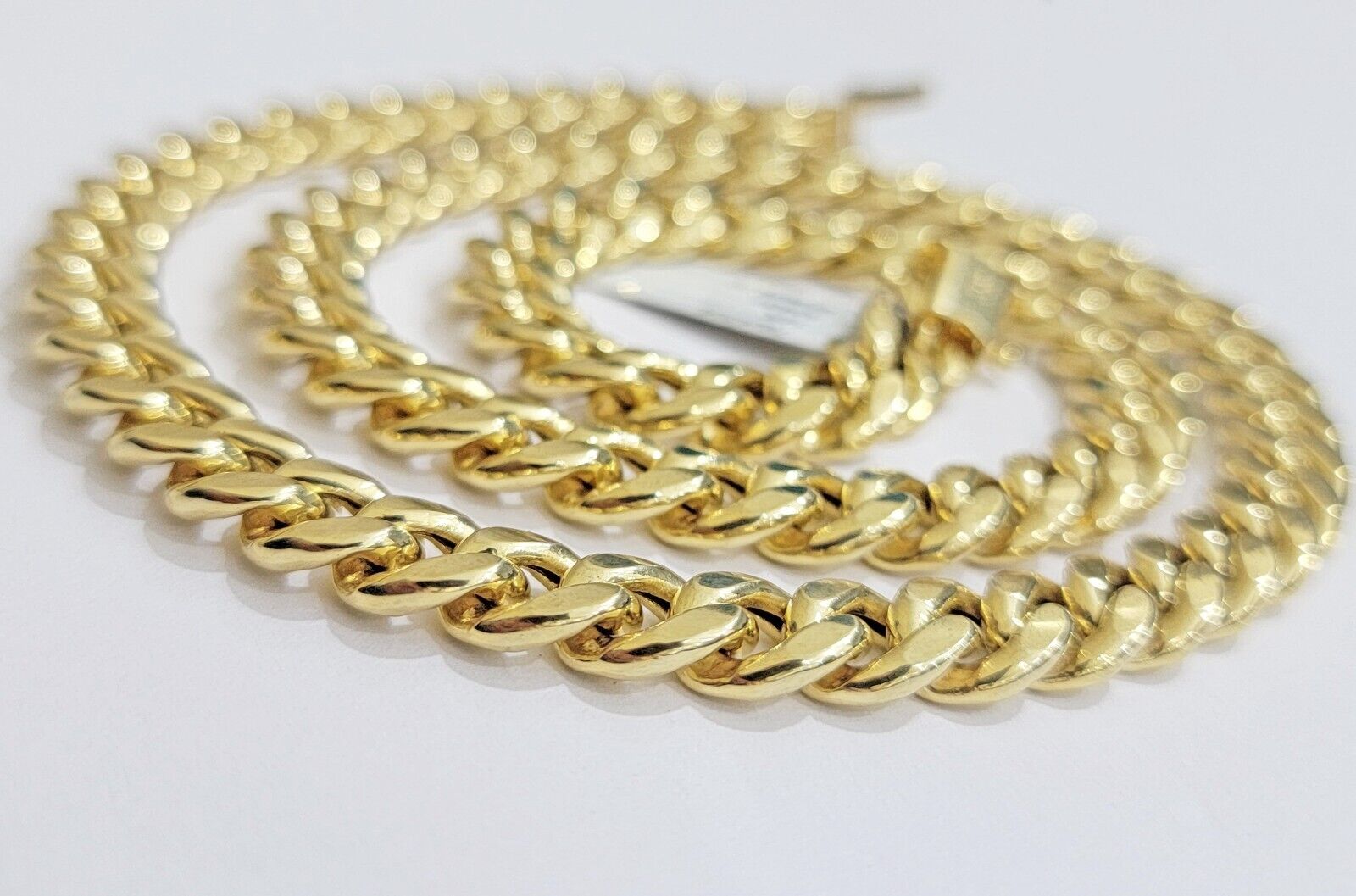 14k Yellow Gold 10mm Chain Miami Cuban Link Necklace 22" Men's Real 14 KT Gold - GoldenlinQ