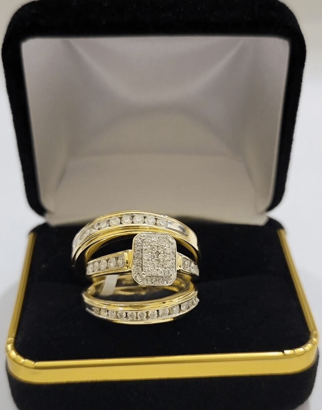 14k Yellow Gold 1.40CT Diamond Ring Band Ladies Trio Set Wedding Engagement SALE - GoldenlinQ