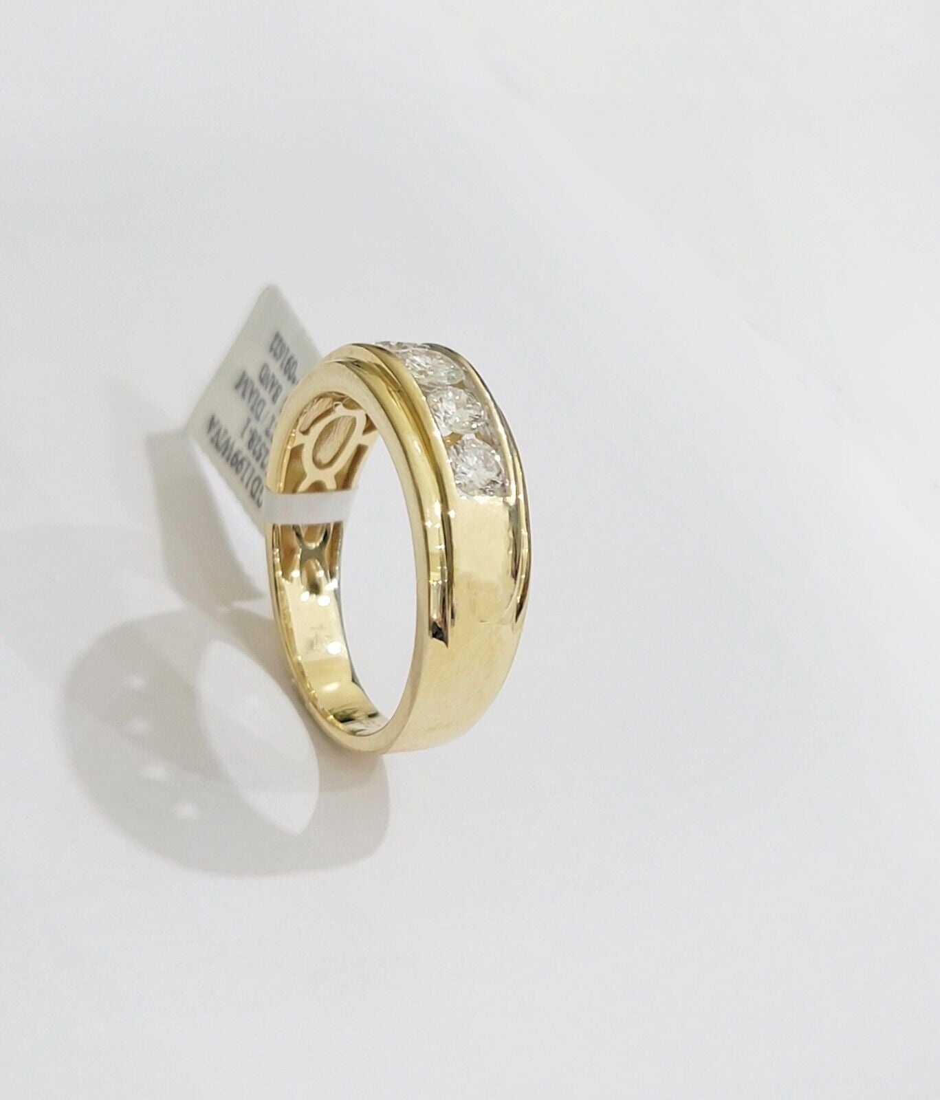 14k Yellow Gold 1CT Diamond Mens Ring Band Natural Diamonds Wedding Band, REAL - GoldenlinQ