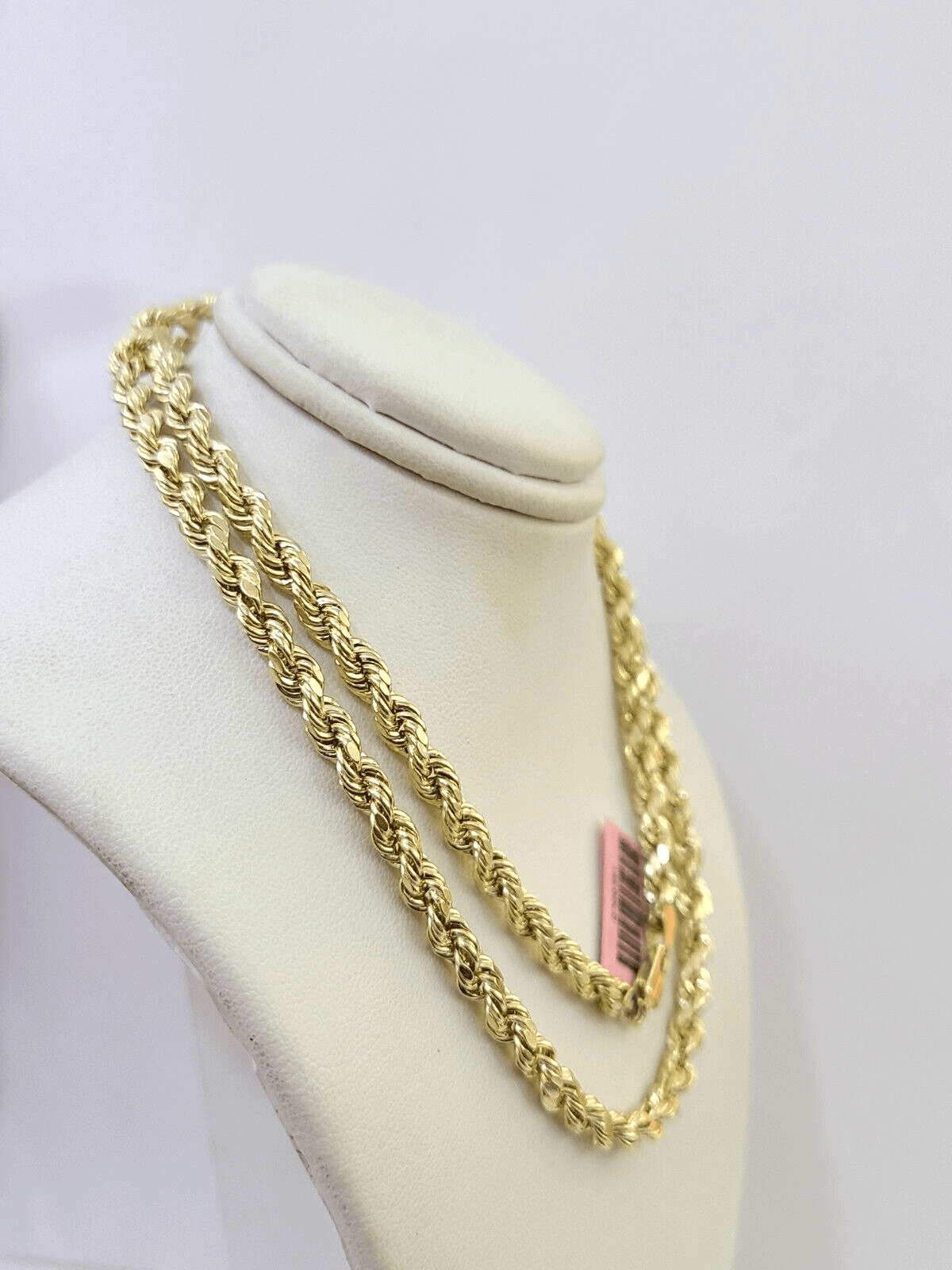 14K Yellow Gold 5mm Rope Chain 26 Inch Diamond cuts necklace , Real 14KT For Men - GoldenlinQ