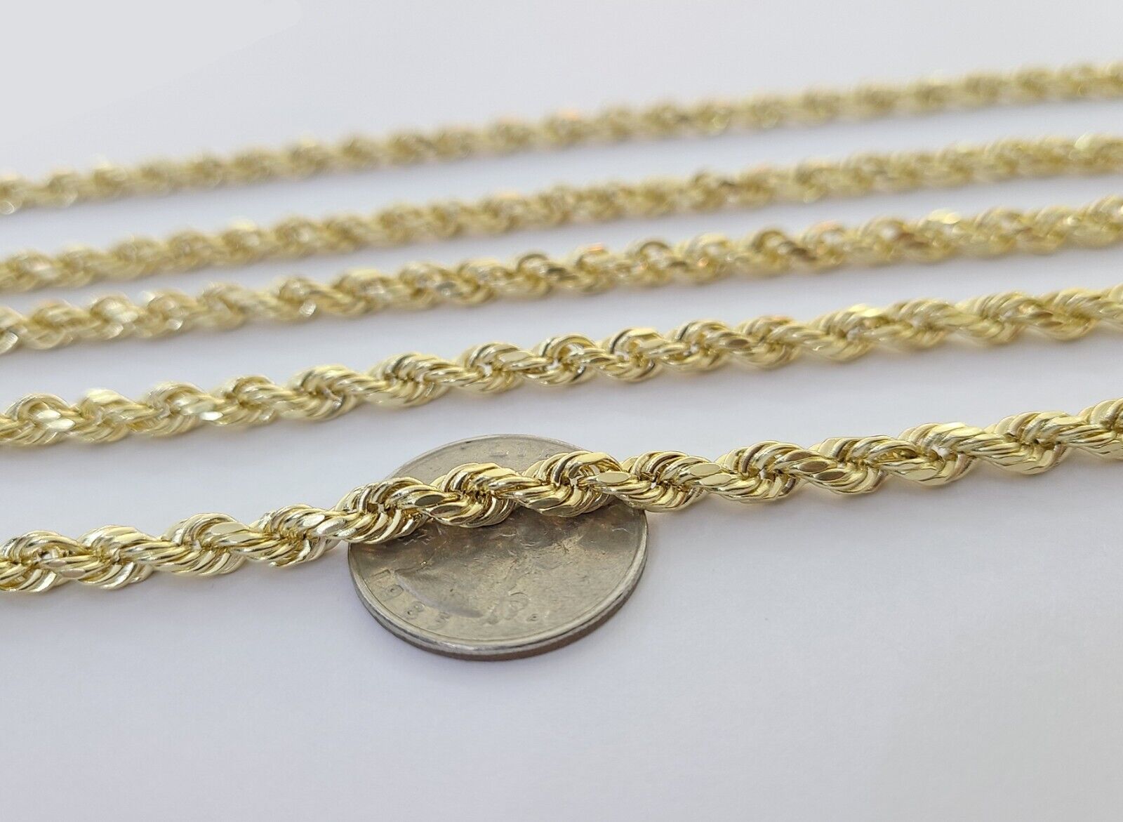 14k Yellow Gold 5mm Rope Chain Necklace 20"-28" Inch Real Gold 14kt All Sizes