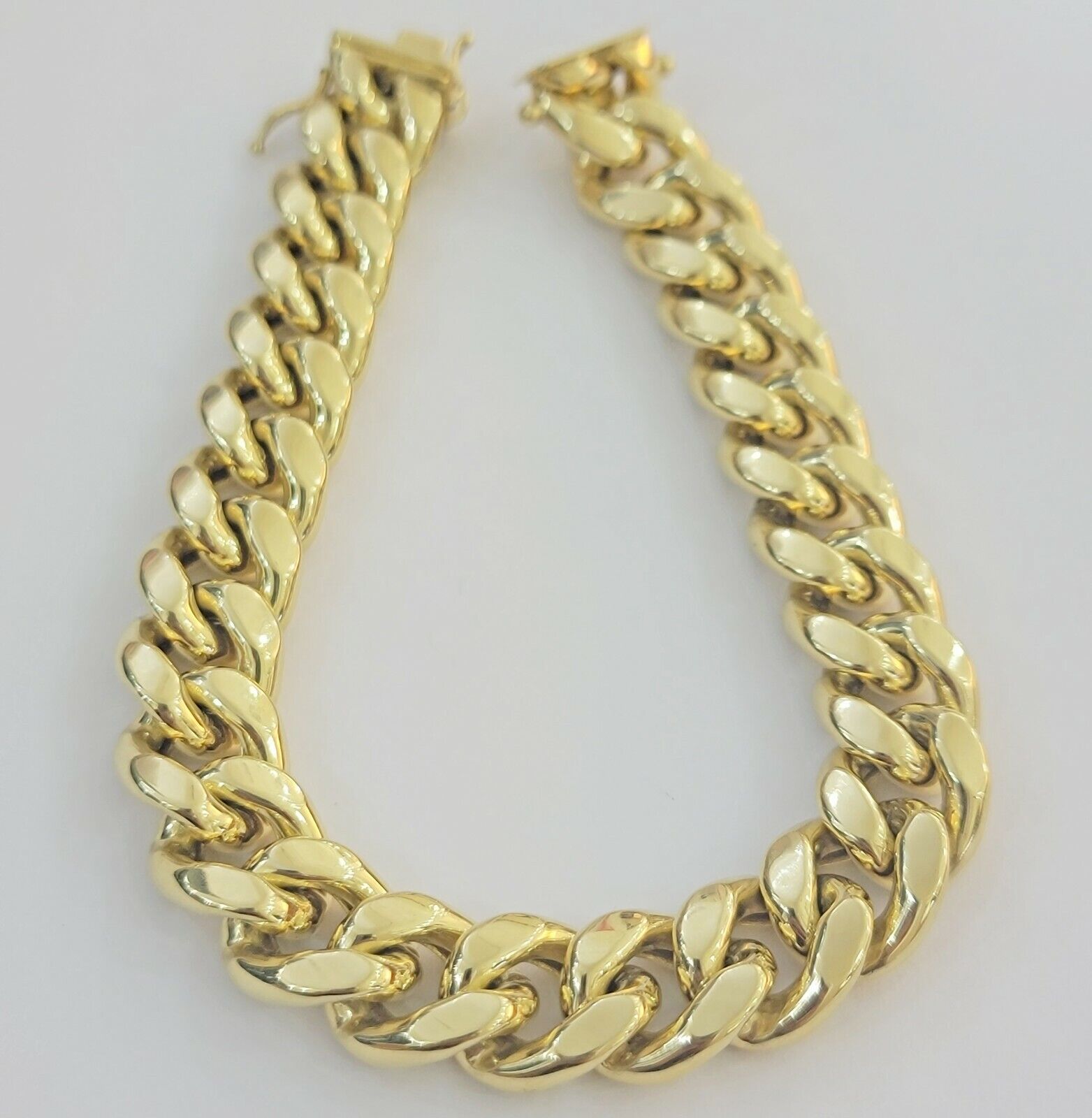 14k Yellow Gold Bracelet 13mm Miami Cuban Link 8.5 Inch Box Clasp Men Real 14kt - GoldenlinQ