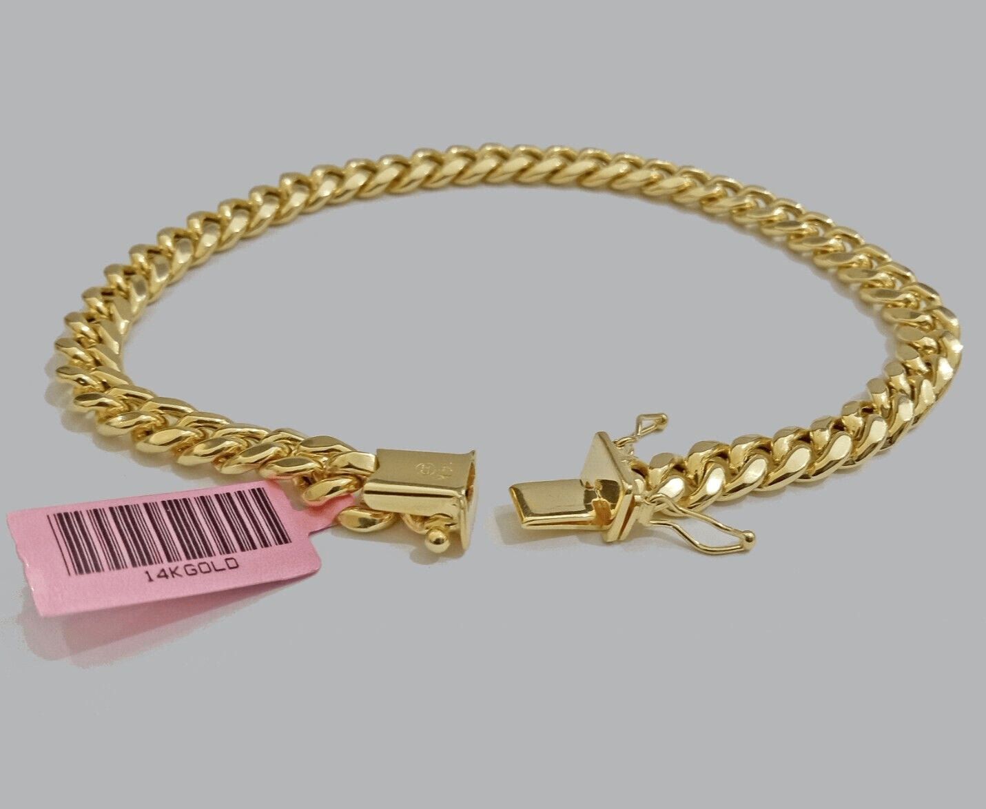 14k Yellow Gold Bracelet 8 Inch 7mm Miami Cuban Link With Box Lock REAL 14KT - GoldenlinQ