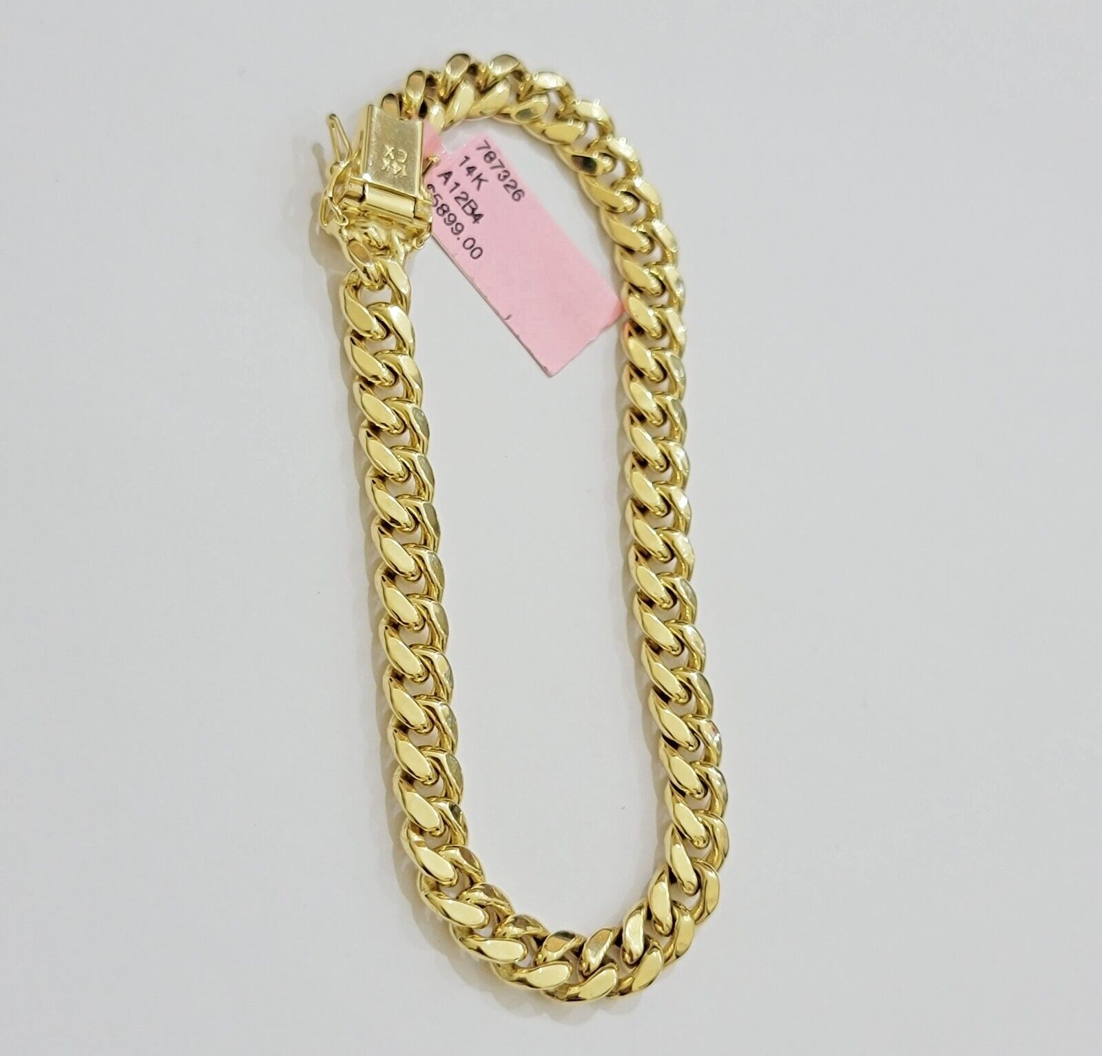 14k Yellow Gold Bracelet 8 Inch 7mm Miami Cuban Link With Box Lock REAL 14KT - GoldenlinQ