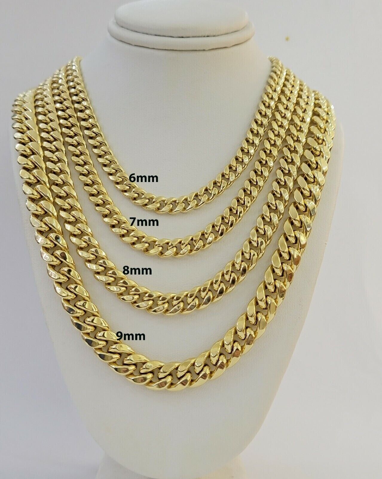 14k Yellow Gold Chain 20 Inch 8mm Miami Cuban Link Men Women Necklace REAL 14KT - GoldenlinQ