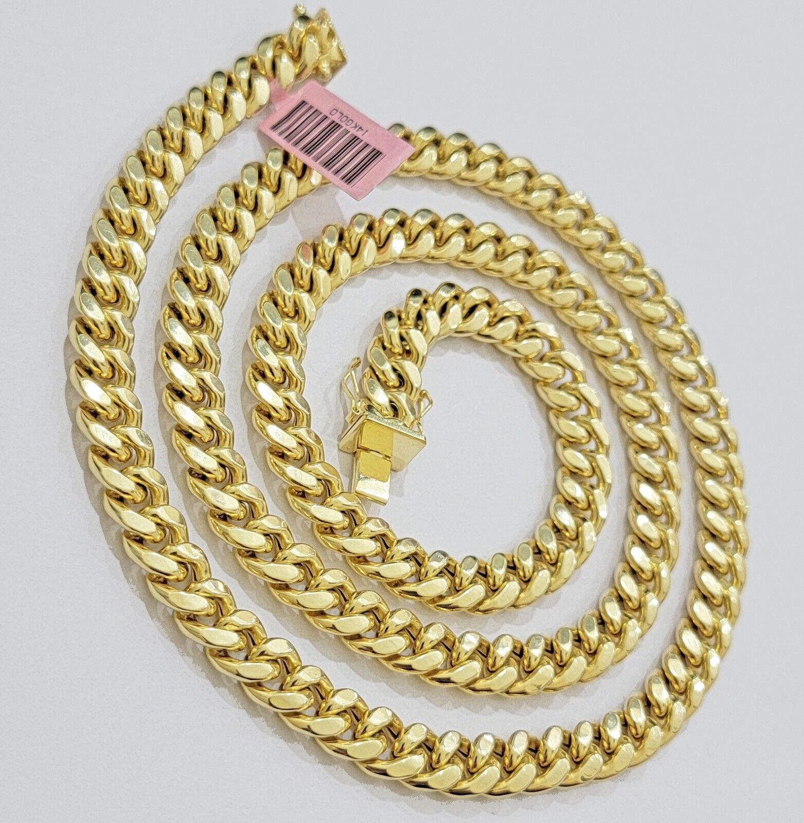 14k Yellow Gold Chain Miami Cuban Link Necklace 9mm 18 - 30 Inch Real 14KT Men's - GoldenlinQ
