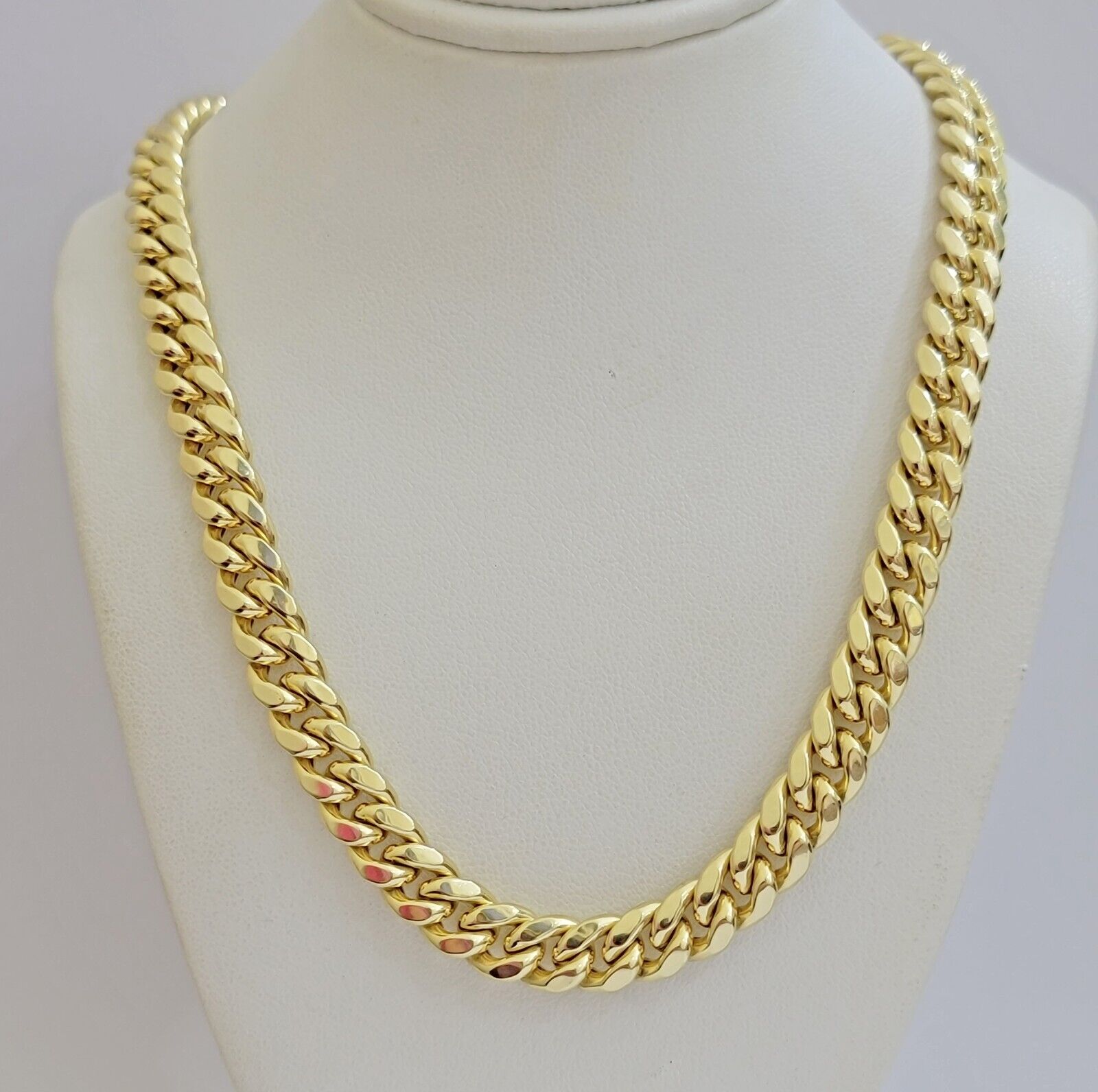 14k Yellow Gold Chain Miami Cuban Link Necklace 9mm 18 - 30 Inch Real 14KT Men's - GoldenlinQ