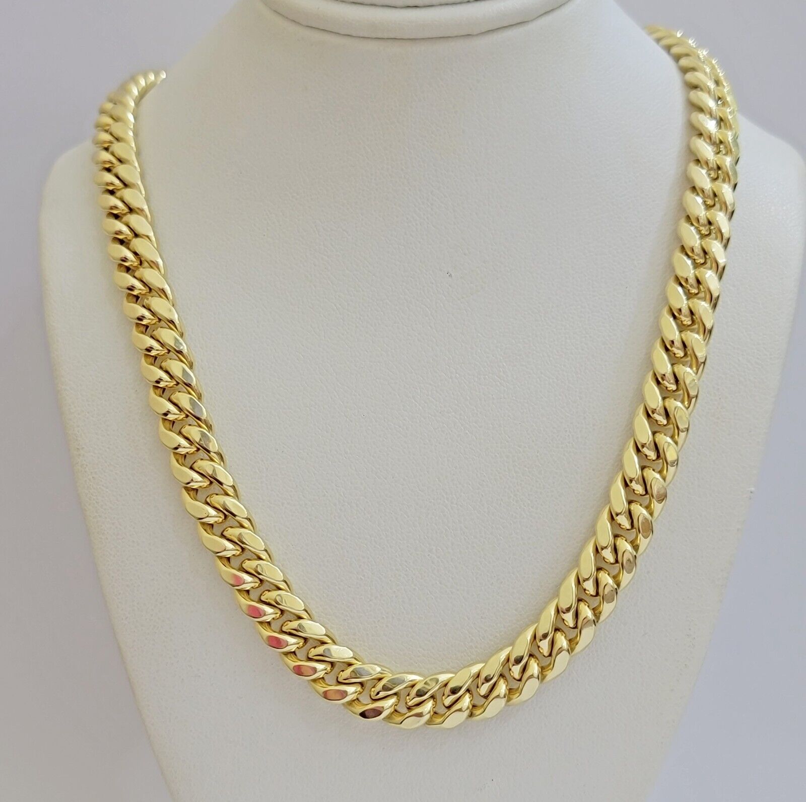 14k Yellow Gold Chain Miami Cuban Link Necklace 9mm 24 Inch Real 14KT For Men's - GoldenlinQ