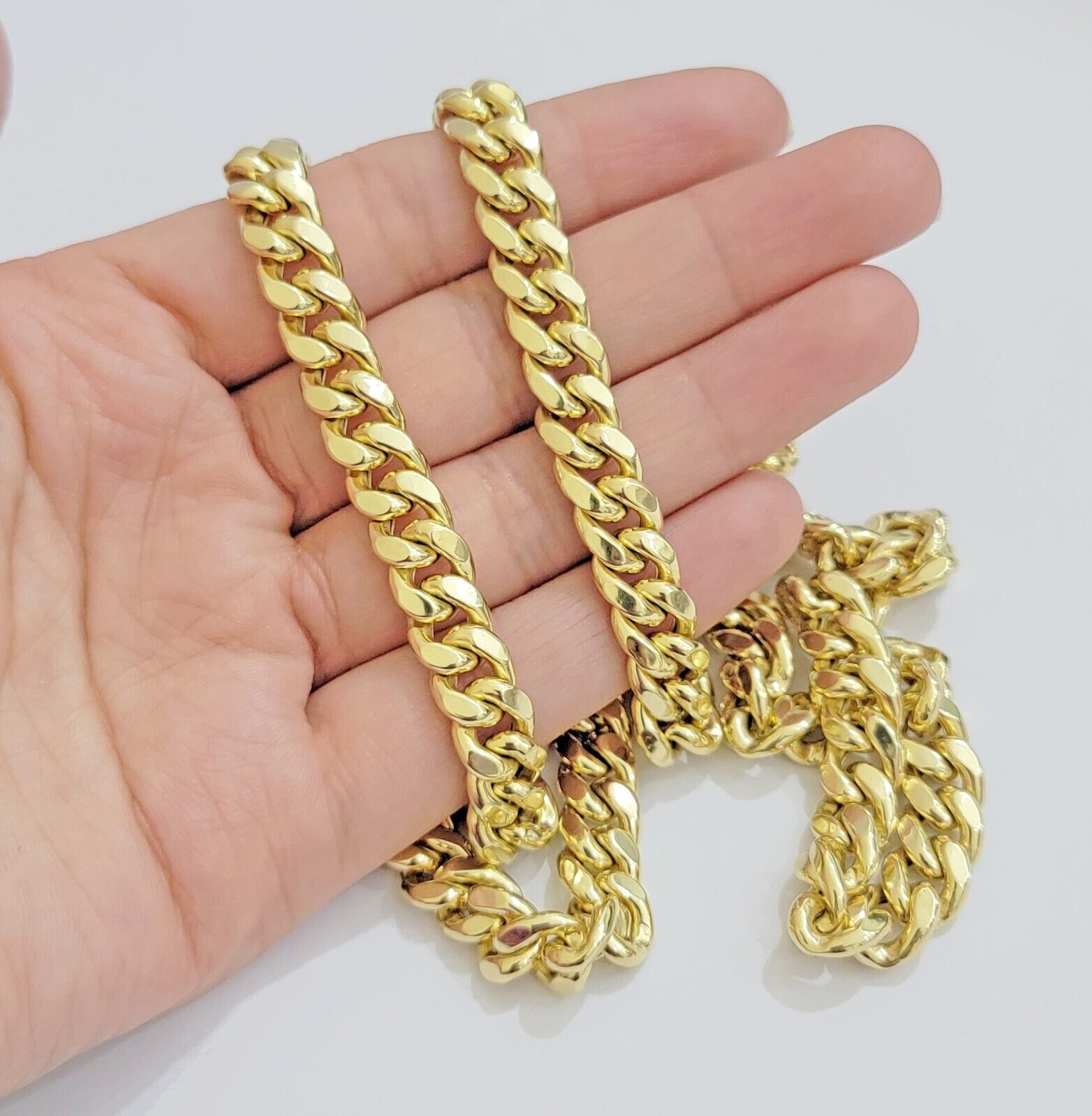 14k Yellow Gold Chain Miami Cuban Link Necklace 9mm 24 Inch Real 14KT For Men's - GoldenlinQ