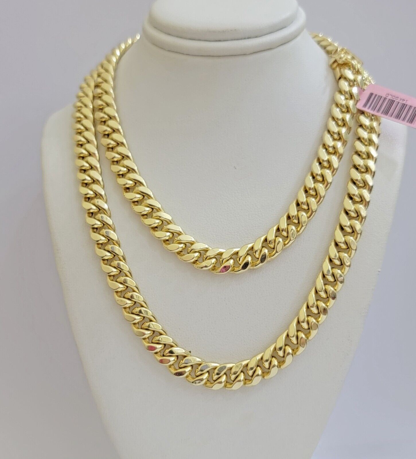 14k Yellow Gold Chain Miami Cuban Link Necklace 9mm 24 Inch Real 14KT For Men's - GoldenlinQ