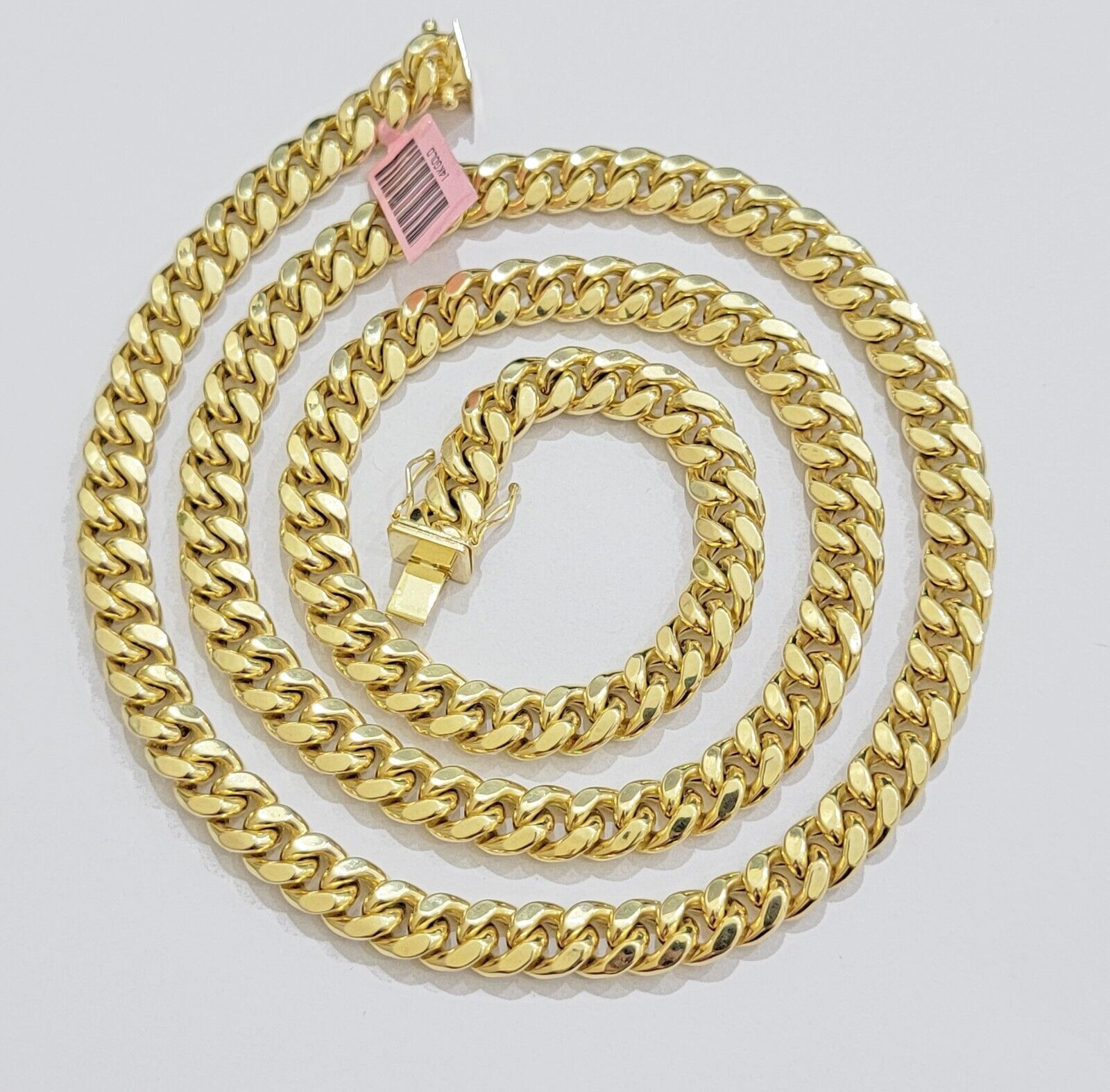 14k Yellow Gold Chain Miami Cuban Link Necklace 9mm 24 Inch Real 14KT For Men's - GoldenlinQ