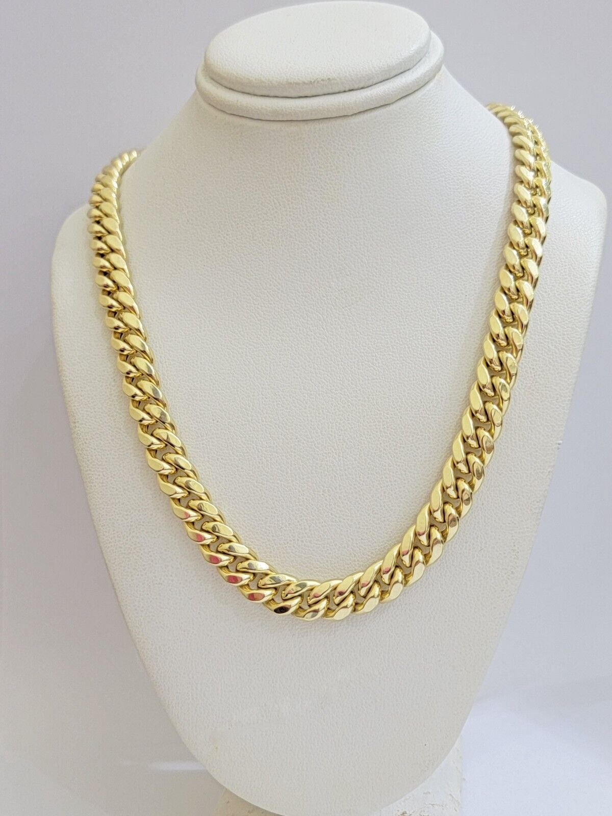 14k Yellow Gold Chain Miami Cuban Link Necklace 9mm 24 Inch Real 14KT For Men's - GoldenlinQ