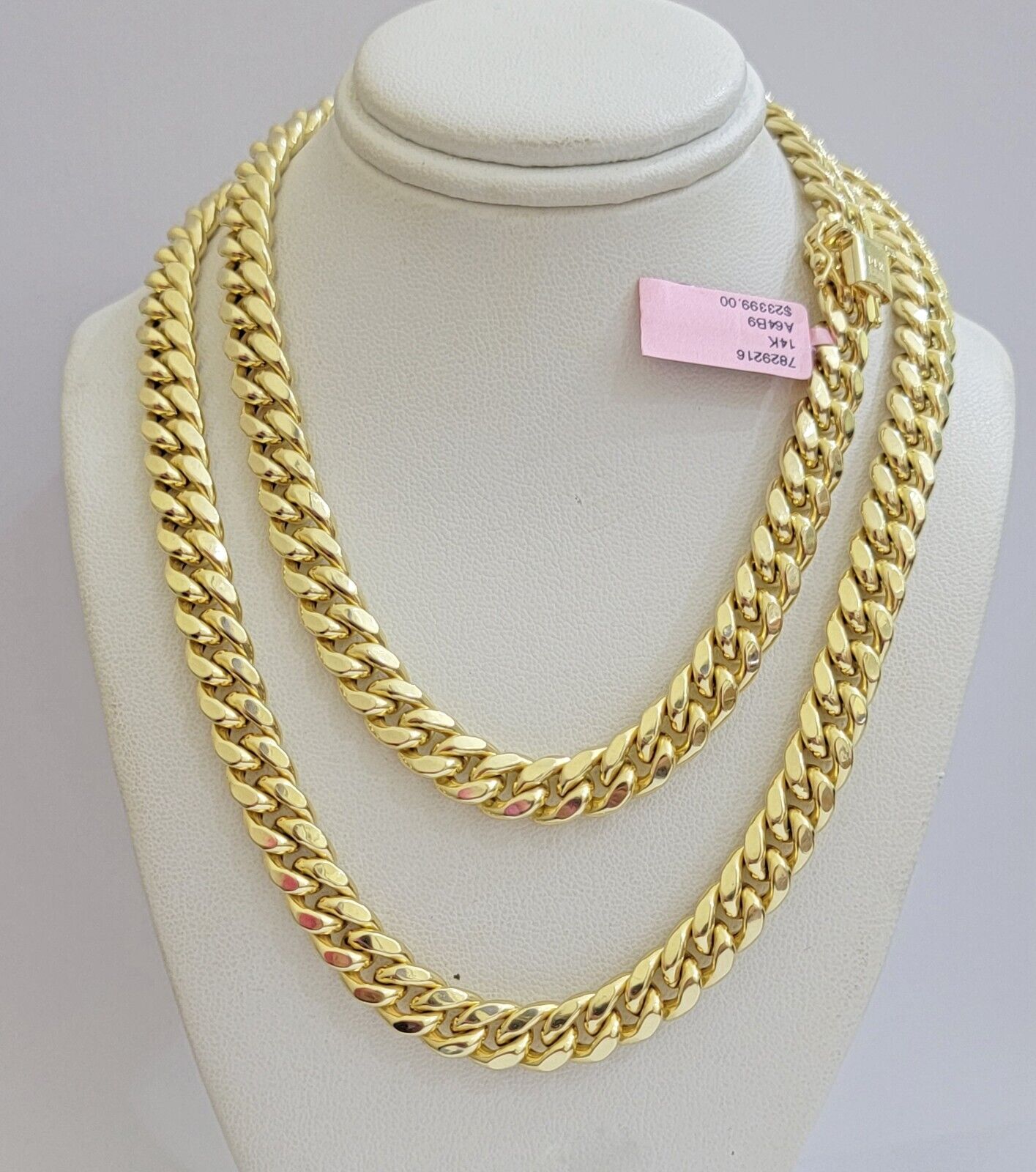 14k Yellow Gold Chain Miami Cuban Link Necklace 9mm 24 Inch Real 14KT For Men's - GoldenlinQ