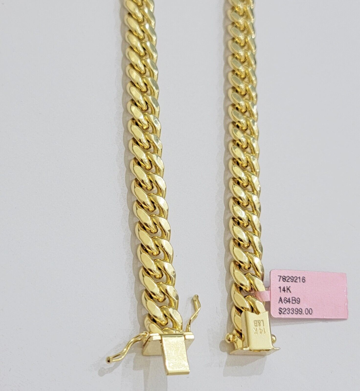 14k Yellow Gold Chain Miami Cuban Link Necklace 9mm 24 Inch Real 14KT For Men's - GoldenlinQ
