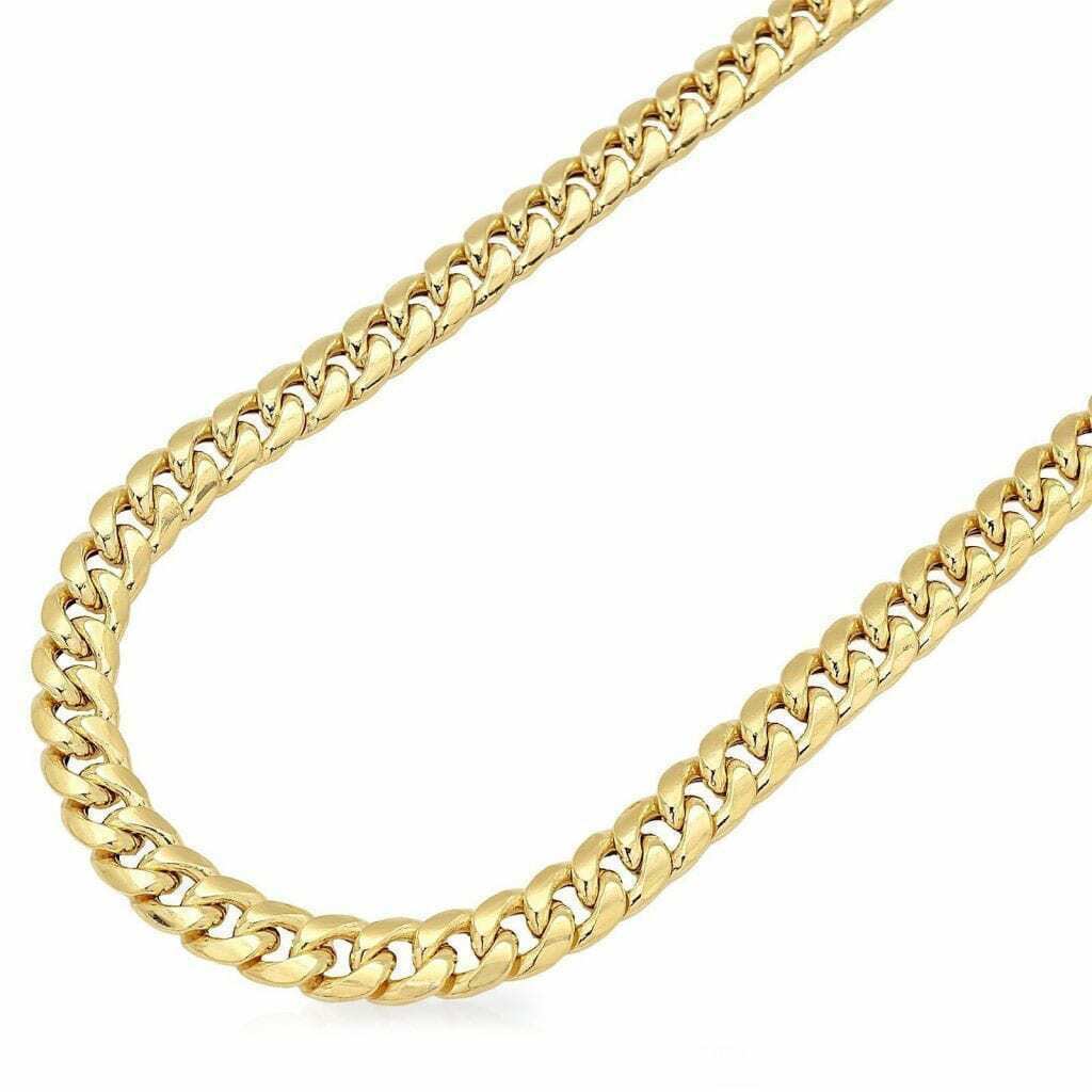 14k Yellow Gold Chain Necklace 7mm Miami Cuban Link 18" - 30" For Men's REAL 14KT - GoldenlinQ
