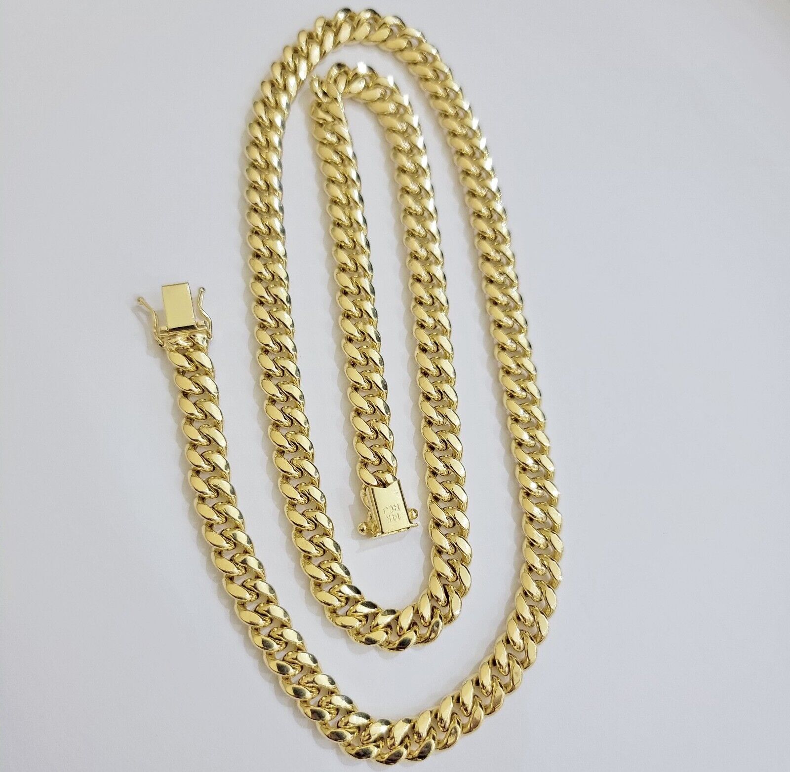 14k Yellow Gold Chain Necklace 8mm Miami Cuban Link 20 - 30 Inch REAL 14KT MEN'S - GoldenlinQ