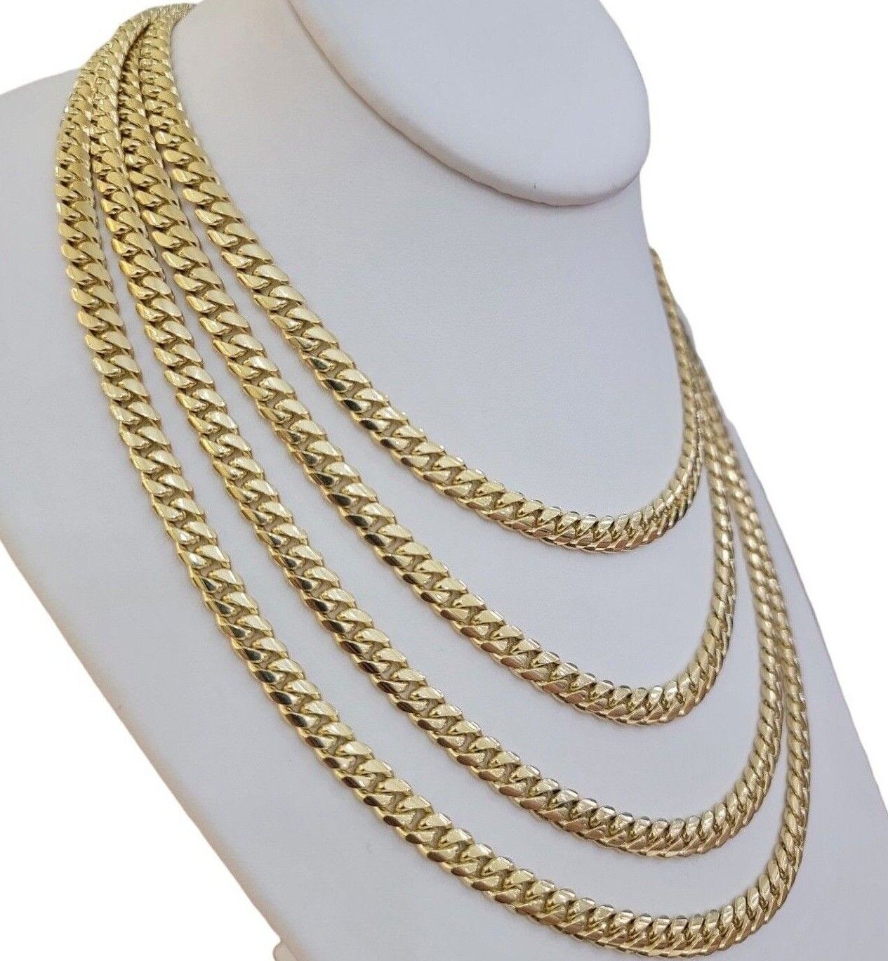 14k Yellow Gold Chain Necklace Miami Cuban Solid Link 6mm 20" - 30" REAL 14KT Men - GoldenlinQ