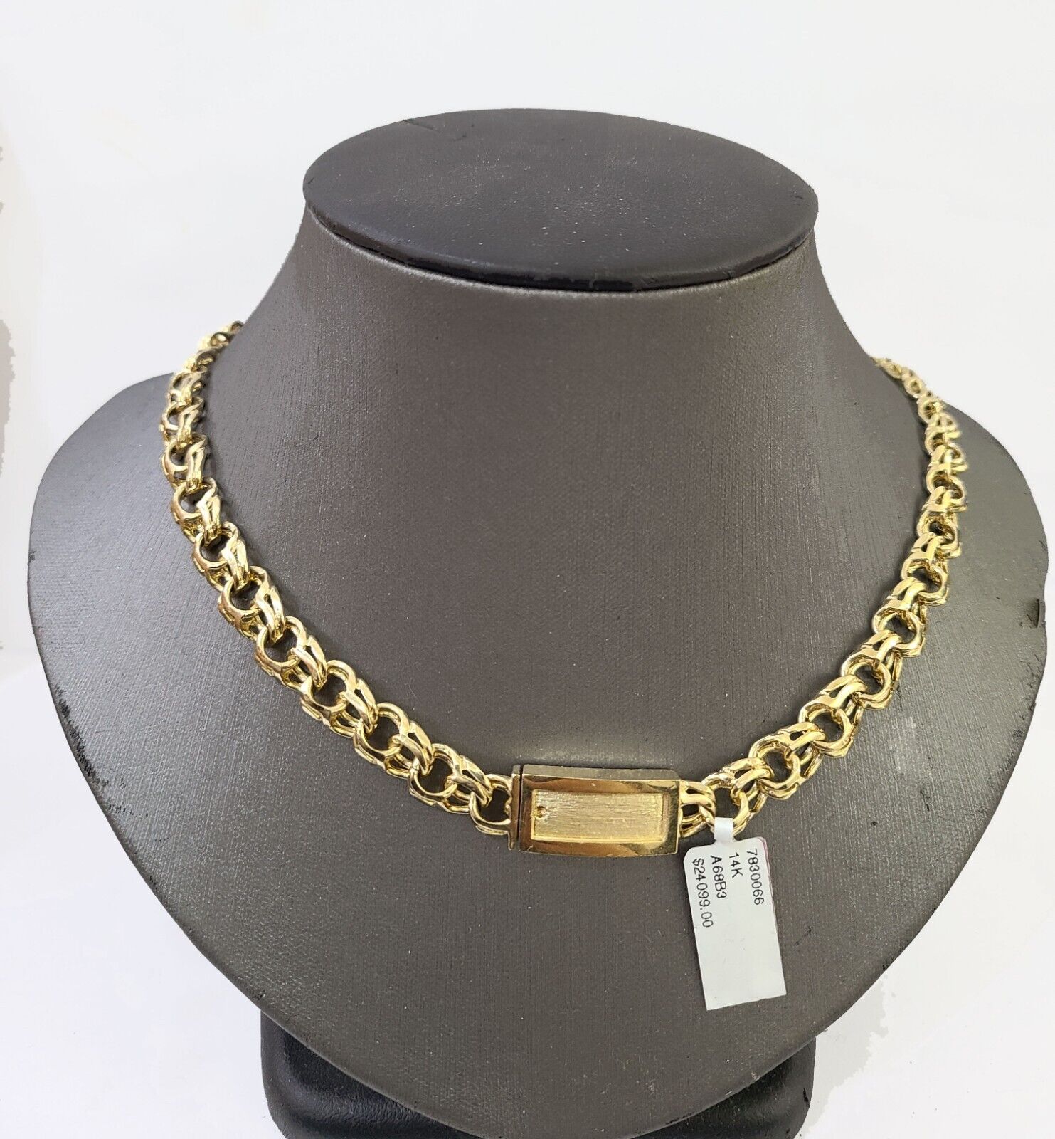 14k Yellow Gold Chino Link ID Necklace Chain 9mm 24Inch For Men's 14kt Gold - GoldenlinQ