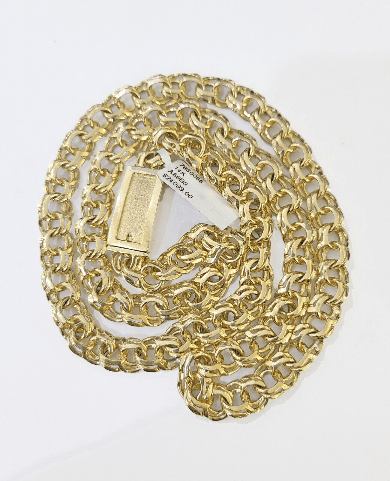 14k Yellow Gold Chino Link ID Necklace Chain 9mm 24Inch For Men's 14kt Gold - GoldenlinQ