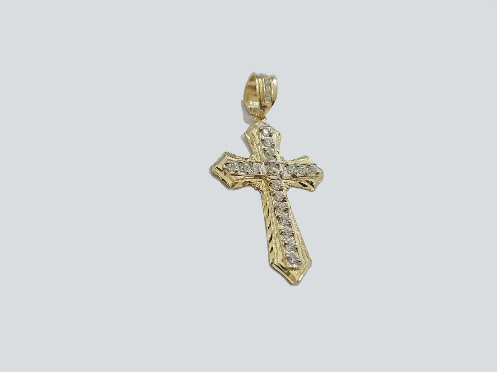 14k Yellow Gold Cross Charm Rope Chain Necklace 4mm 18'' Pendant 14kt Jesus Real - GoldenlinQ