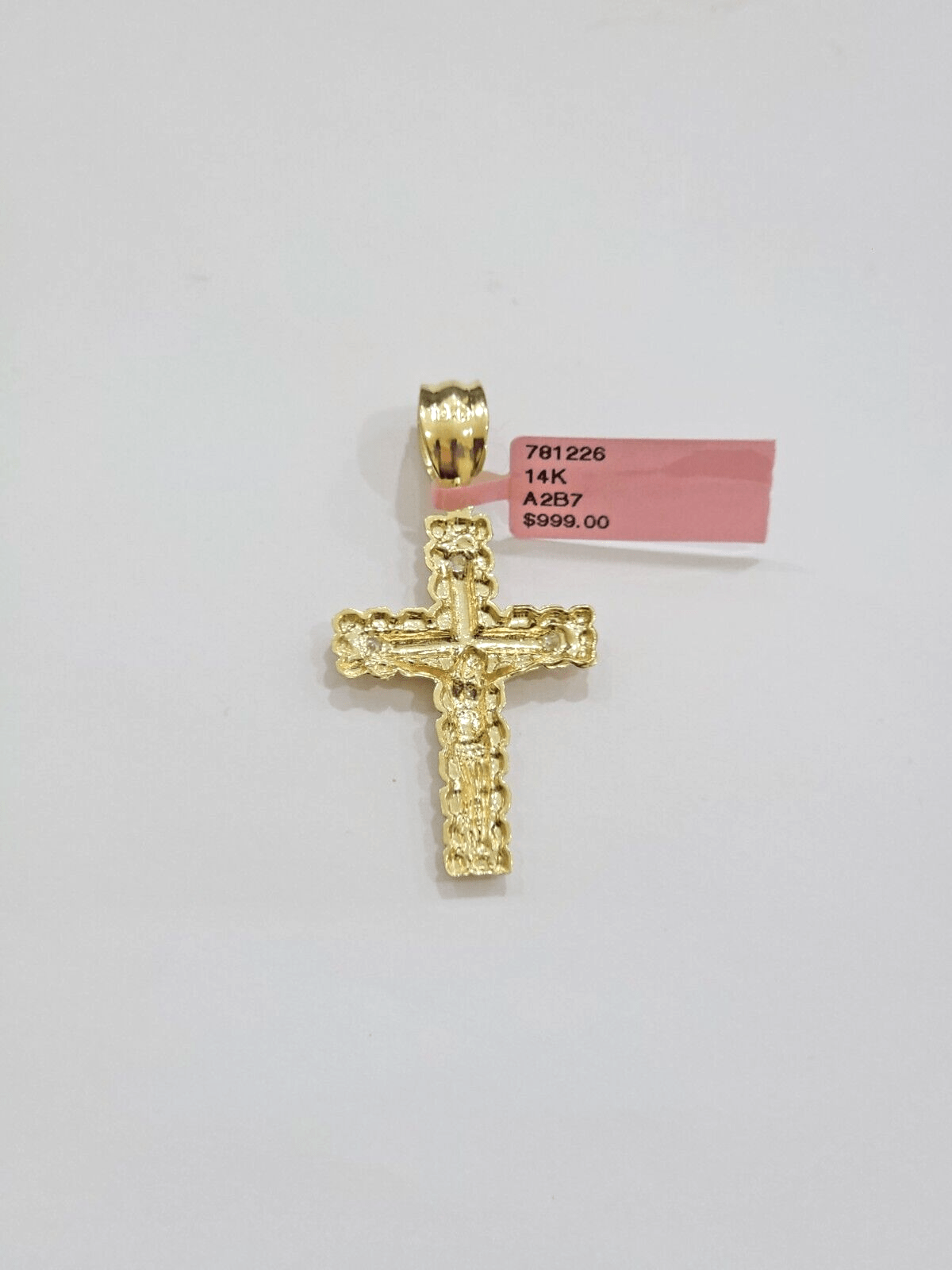14k Yellow Gold Cross Nugget Pendant Jesus Crucifix 1.5 Inch 14kt Charm Men REAL - GoldenlinQ