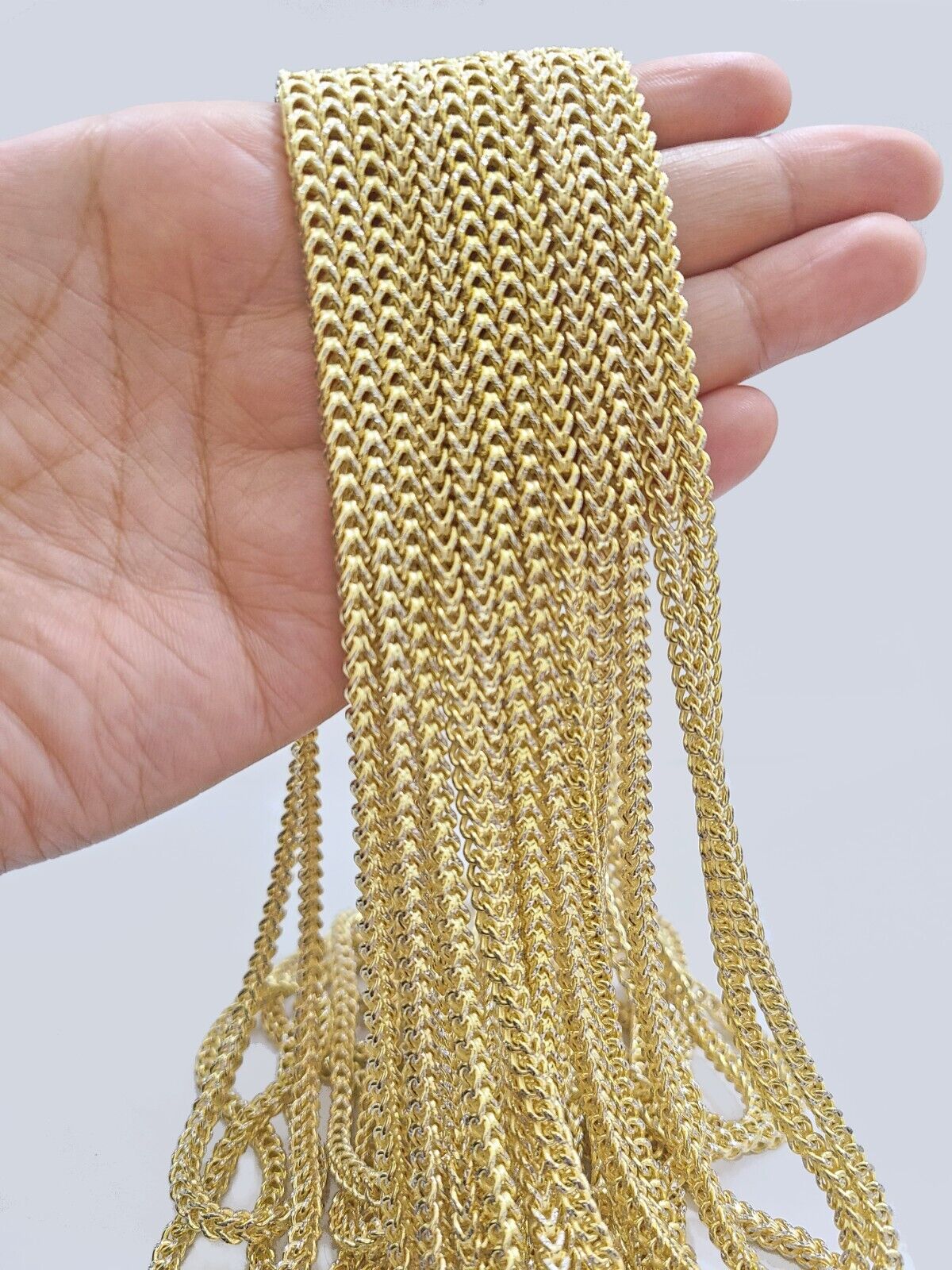 14k Yellow Gold Franco Chain Two - tone Necklace 4mm 18 Inch Diamond Cut 14kt SALE - GoldenlinQ