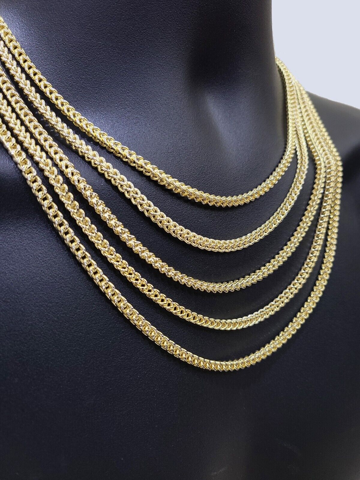 14k Yellow Gold Franco Chain Two - tone Necklace 4mm 18 Inch Diamond Cut 14kt SALE - GoldenlinQ