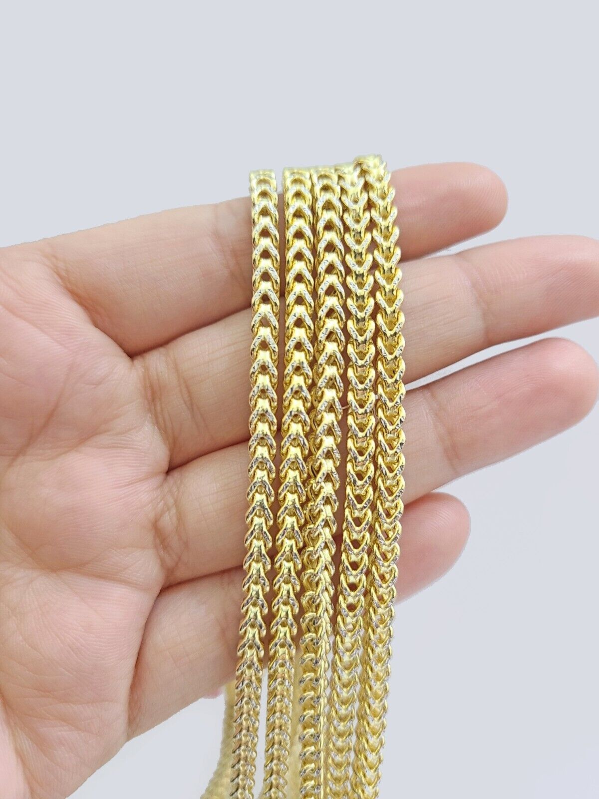 14k Yellow Gold Franco Chain Two - tone Necklace 4mm 22 Inch Diamond Cut 14kt SALE - GoldenlinQ