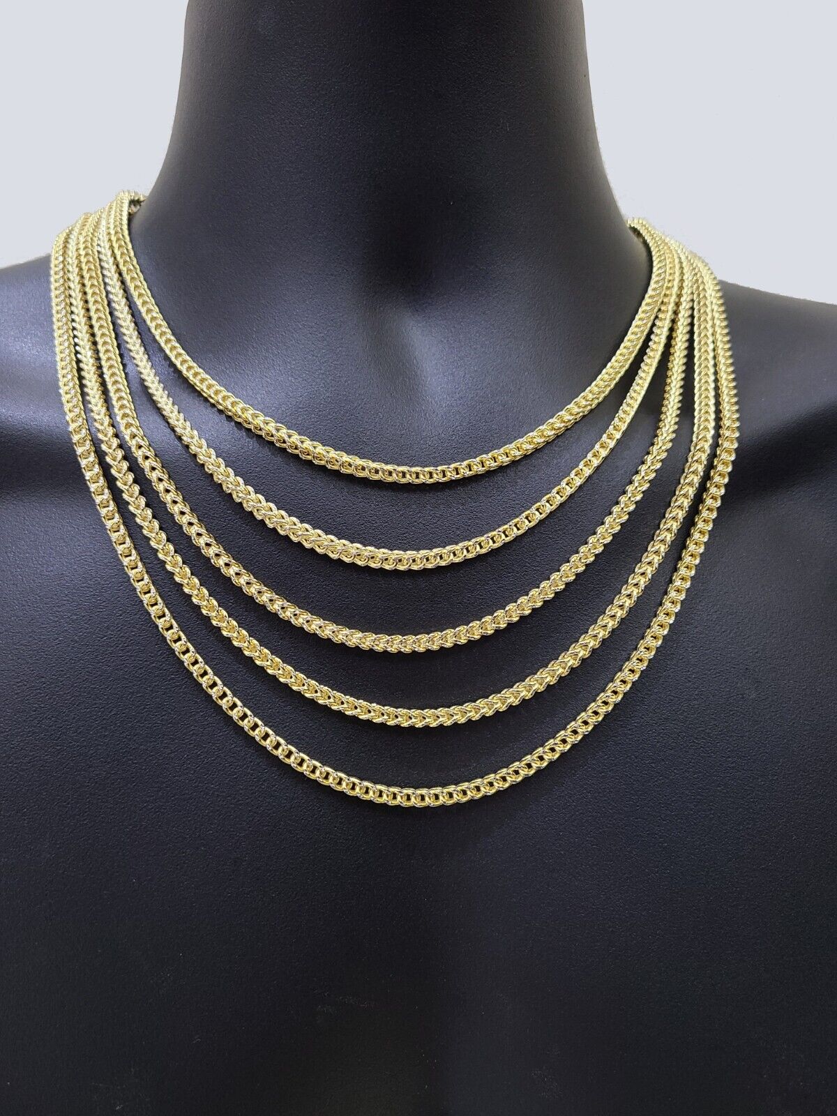 14k Yellow Gold Franco Chain Two - tone Necklace 4mm 22 Inch Diamond Cut 14kt SALE - GoldenlinQ