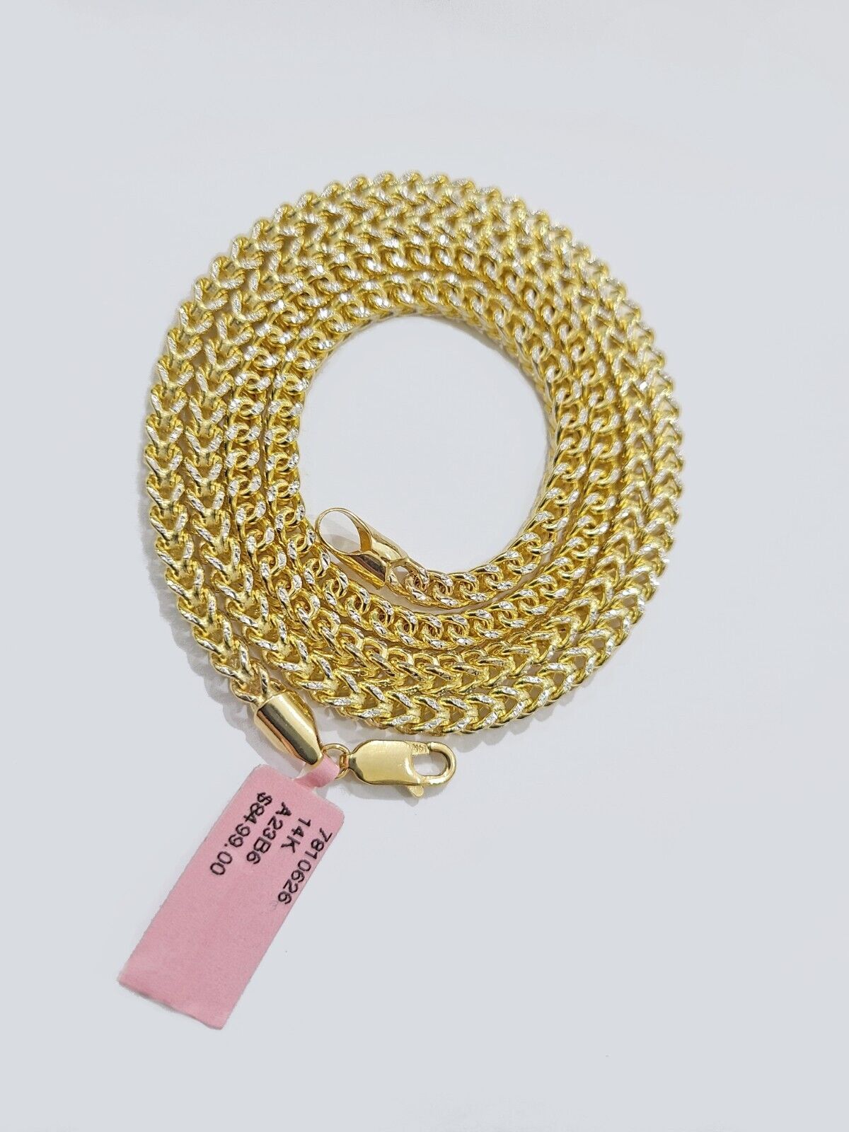 14k Yellow Gold Franco Chain Two - tone Necklace 4mm 24 Inch Diamond Cut 14kt SALE - GoldenlinQ