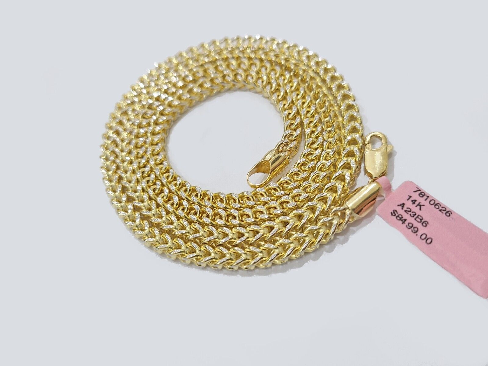 14k Yellow Gold Franco Chain Two - tone Necklace 4mm 26 Inch Diamond Cut 14kt SALE - GoldenlinQ