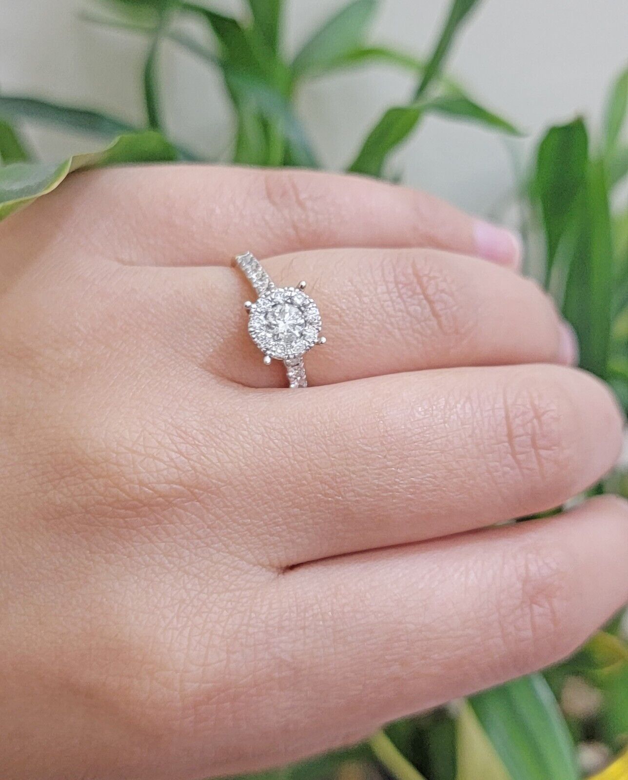 14k Yellow Gold Ladies Diamond Ring Wedding Engagement Women Solid Band REAL - GoldenlinQ