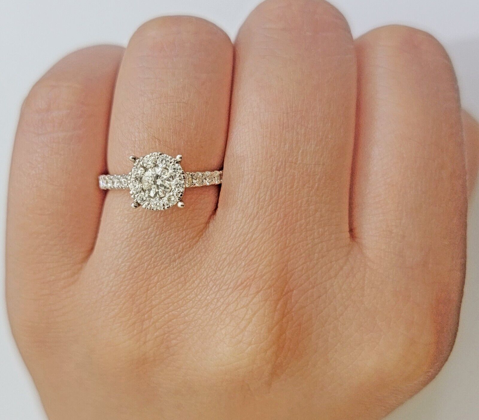 14k Yellow Gold Ladies Diamond Ring Wedding Engagement Women Solid Band REAL - GoldenlinQ