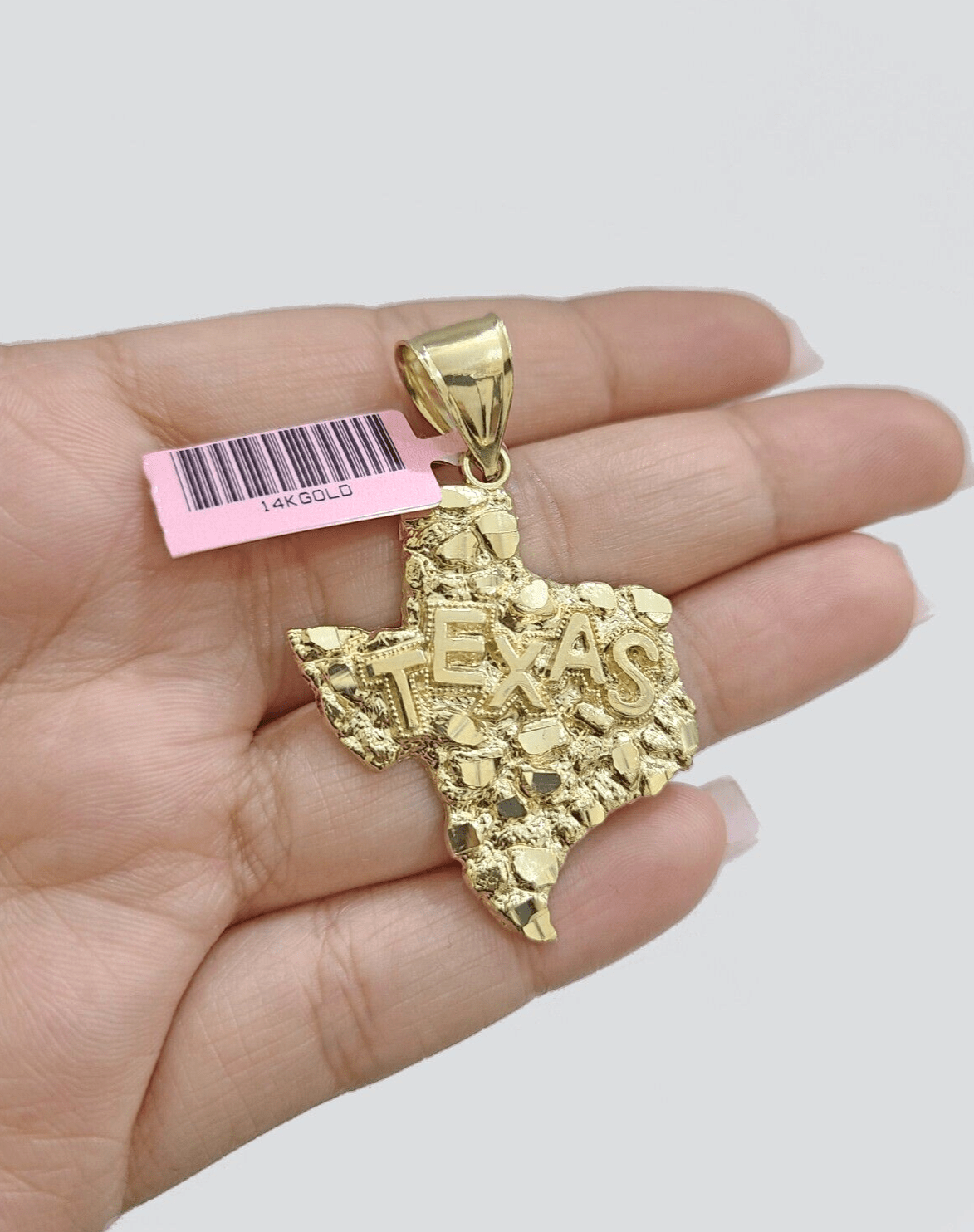 14k Yellow Gold Miami Cuban Chain 22 Inch Necklace Texas Map Charm Pendant Real - GoldenlinQ