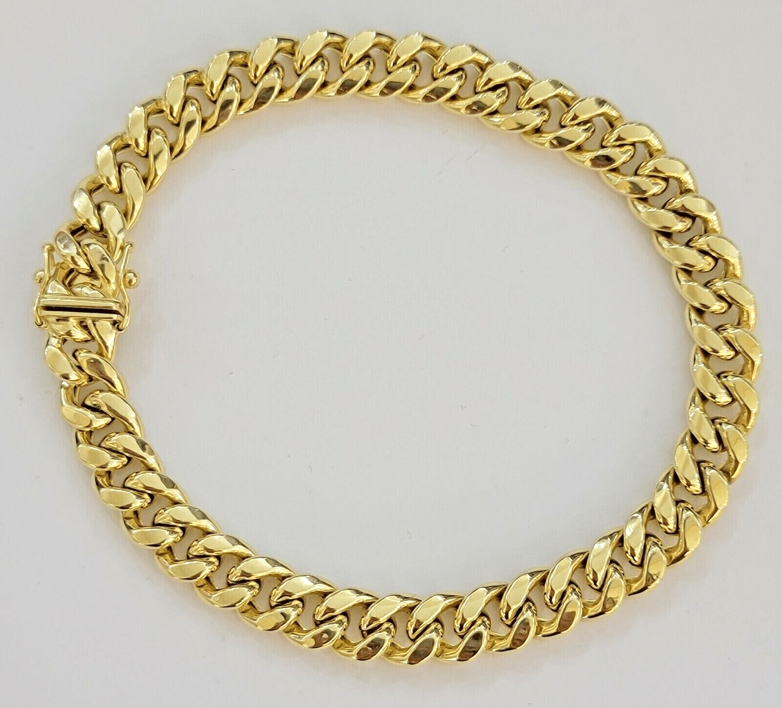 14k Yellow Gold Miami Cuban Link Bracelet 7" inch 8mm Real 14kt Kids and Ladies - GoldenlinQ
