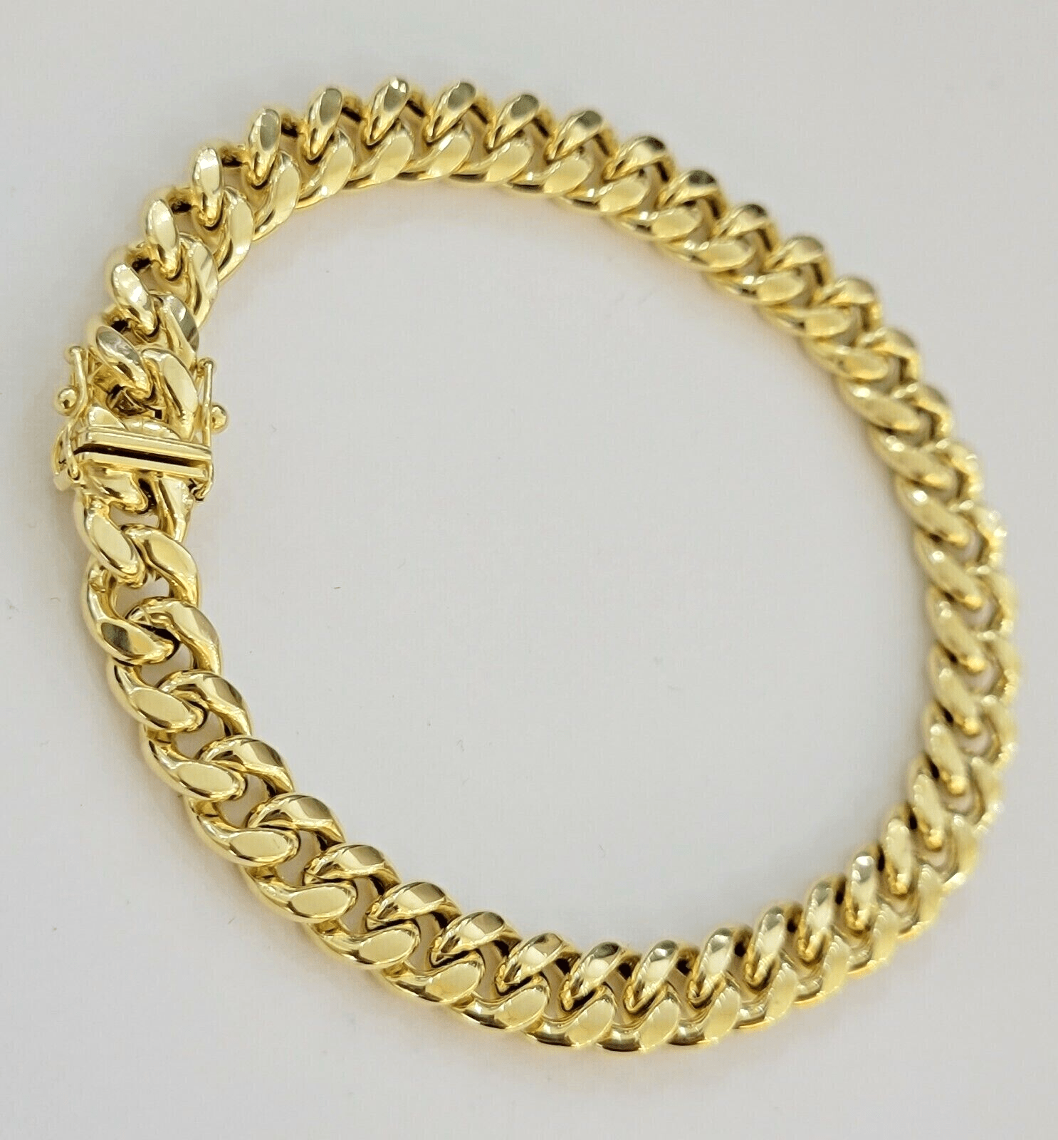 14k Yellow Gold Miami Cuban Link Bracelet 7" inch 8mm Real 14kt Kids and Ladies - GoldenlinQ