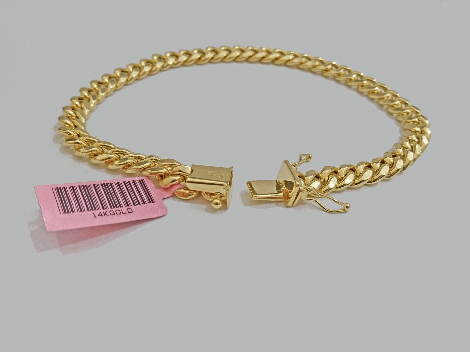 14k Yellow Gold Miami Cuban Link Bracelet 8 inch 7mm Real Mens & Ladies Box Lock - GoldenlinQ
