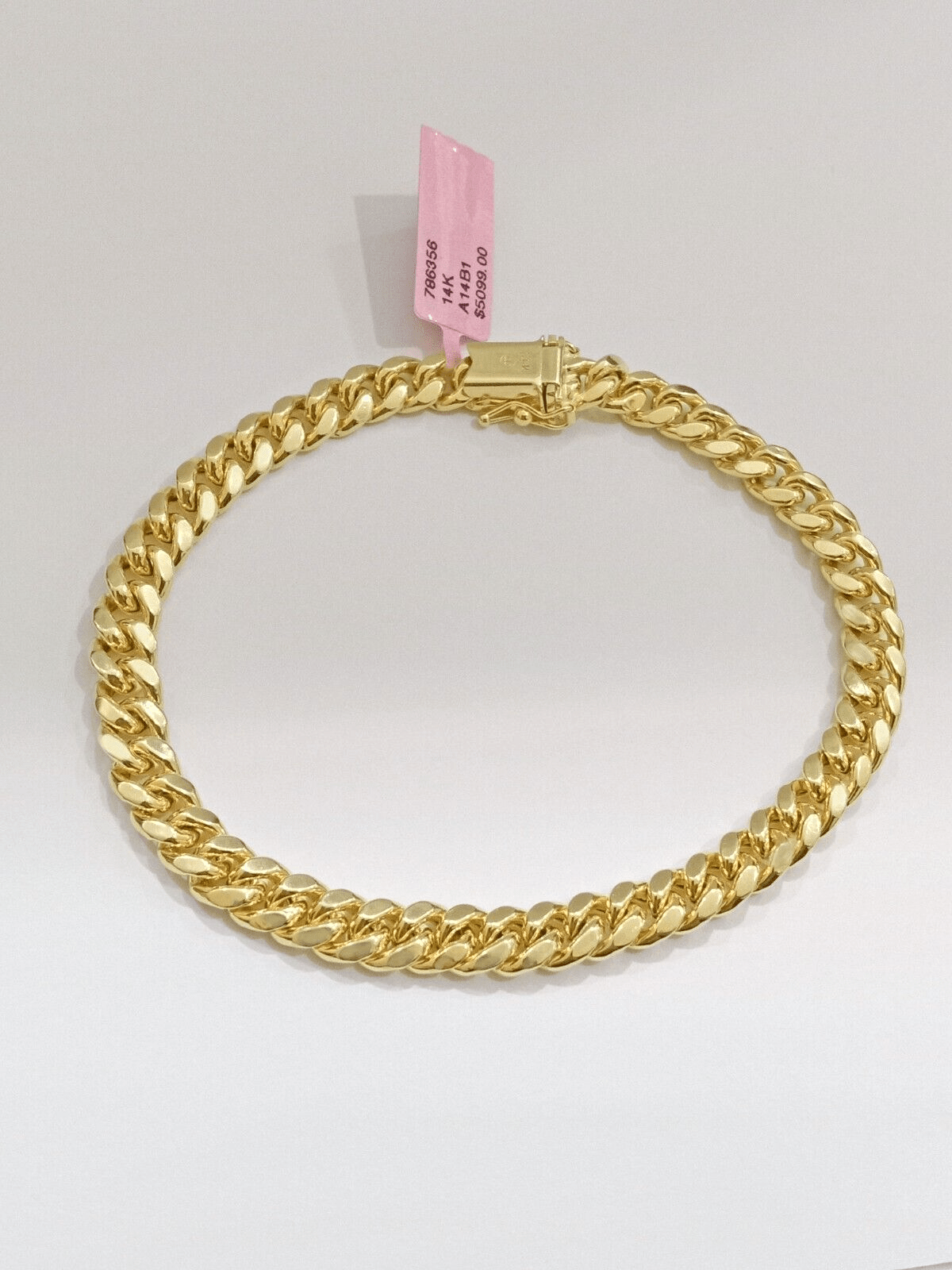 14k Yellow Gold Miami Cuban Link Bracelet 8 inch 7mm Real Mens & Ladies Box Lock - GoldenlinQ