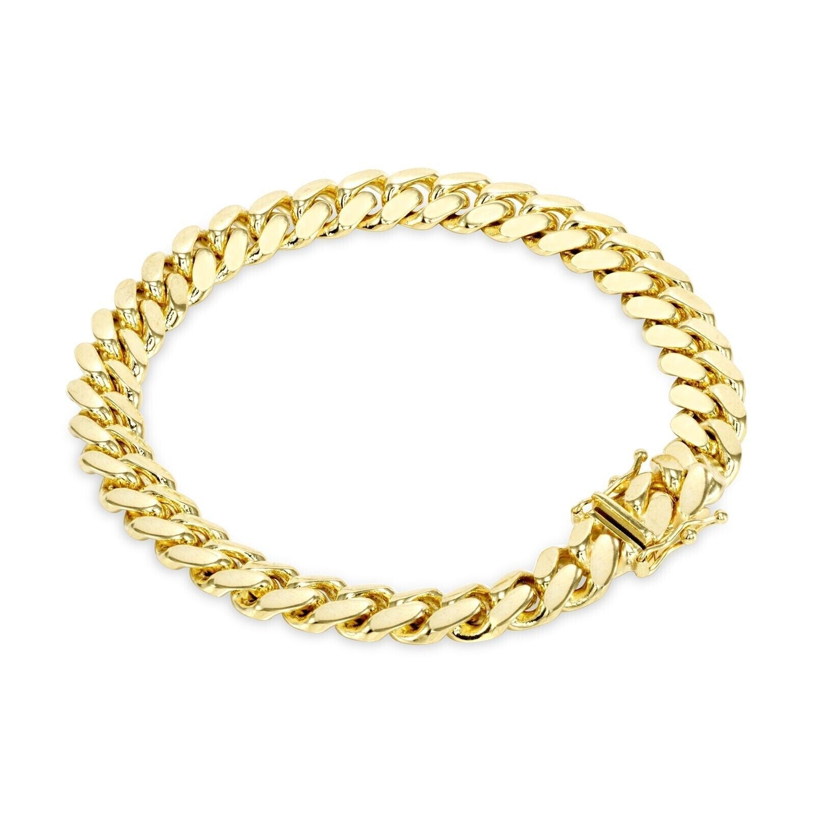 14k Yellow Gold Miami Cuban Link Bracelet 8 inch 8mm Real 14kt Box Lock For Men - GoldenlinQ