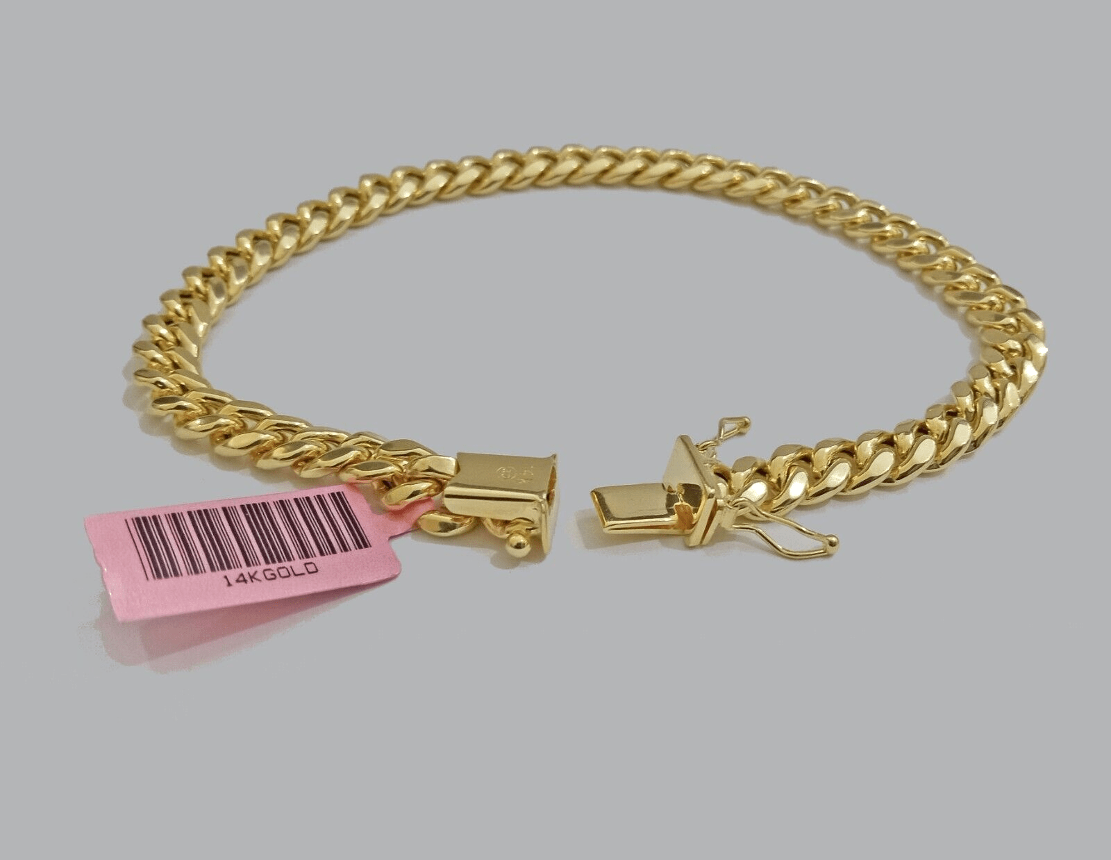 14k Yellow Gold Miami Cuban Link Bracelet 8.5'' inch 7mm Real Men & Ladies 14kt - GoldenlinQ