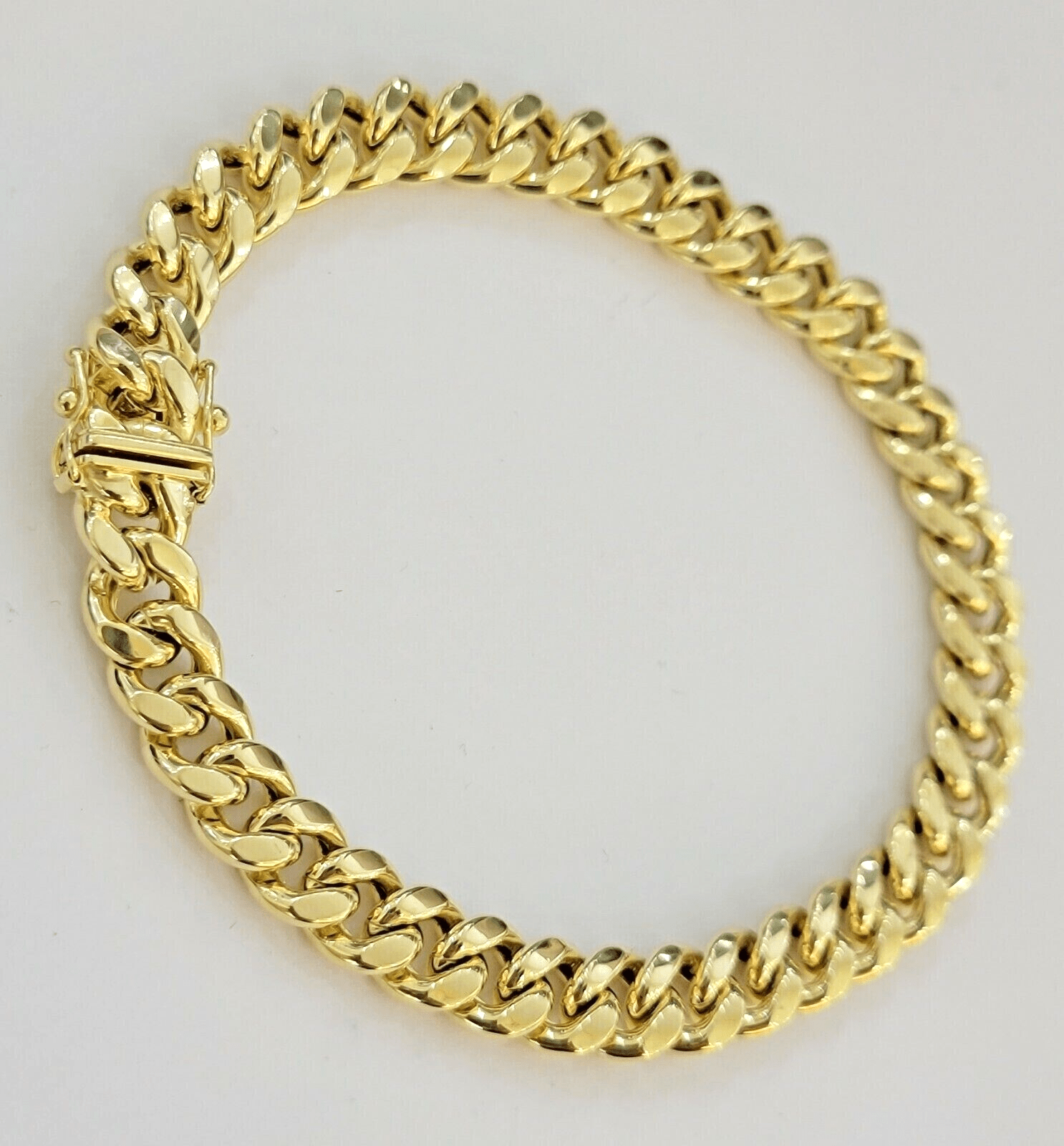 14k Yellow Gold Miami Cuban Link Bracelet 9 inch 8mm Real 14kt Box Lock For Men - GoldenlinQ